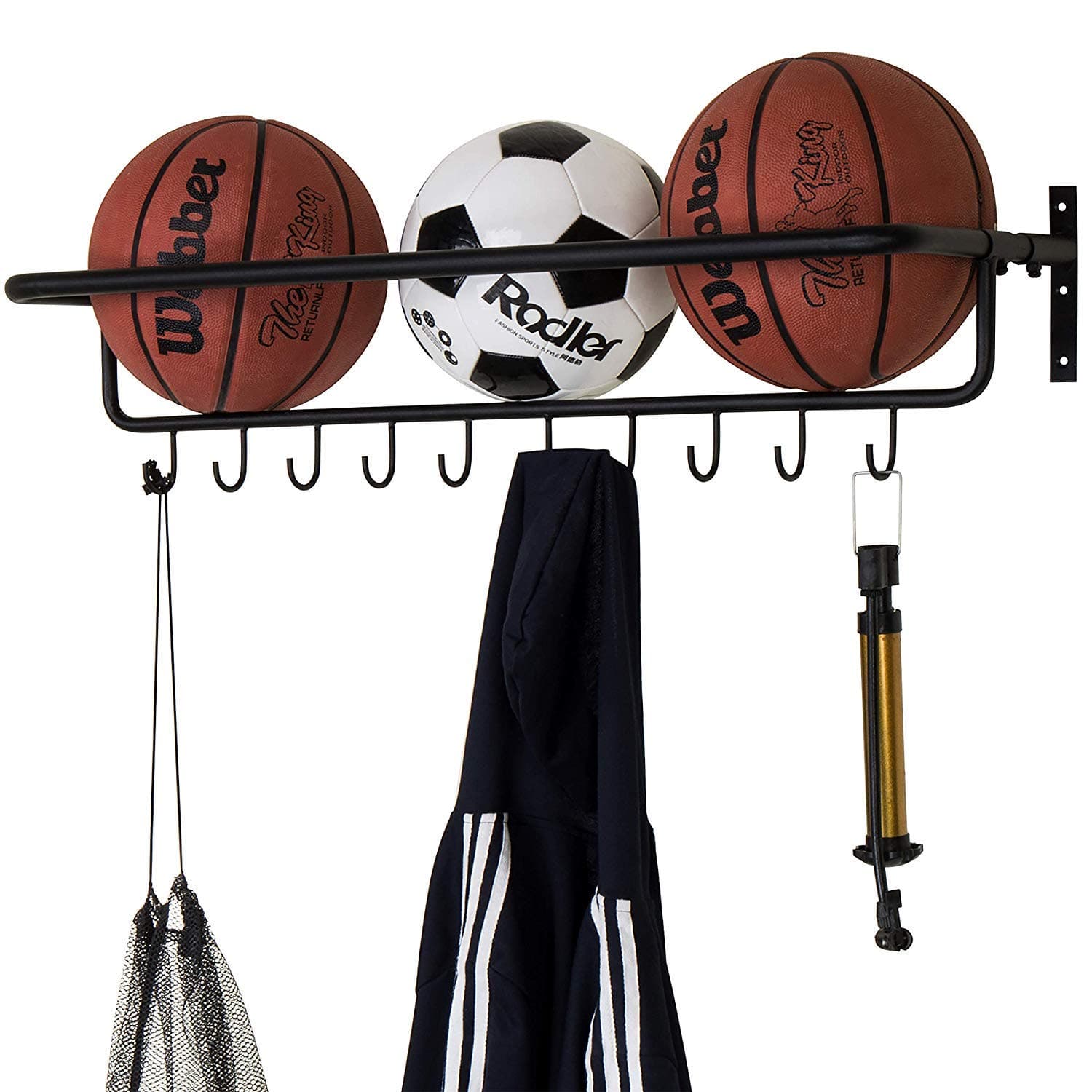 INDIAN DECOR 50712 (Ten) 10-Hook Wall-Mounted Metal Sports Equipment Storage Rack
