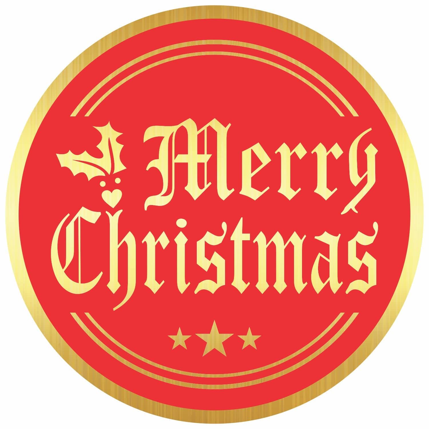 Merry Christmas Stickers Seals Labels (Pack of 120) 2" Large Round Gold Foil Stamping on Red for Cards Gift Envelopes Boxes