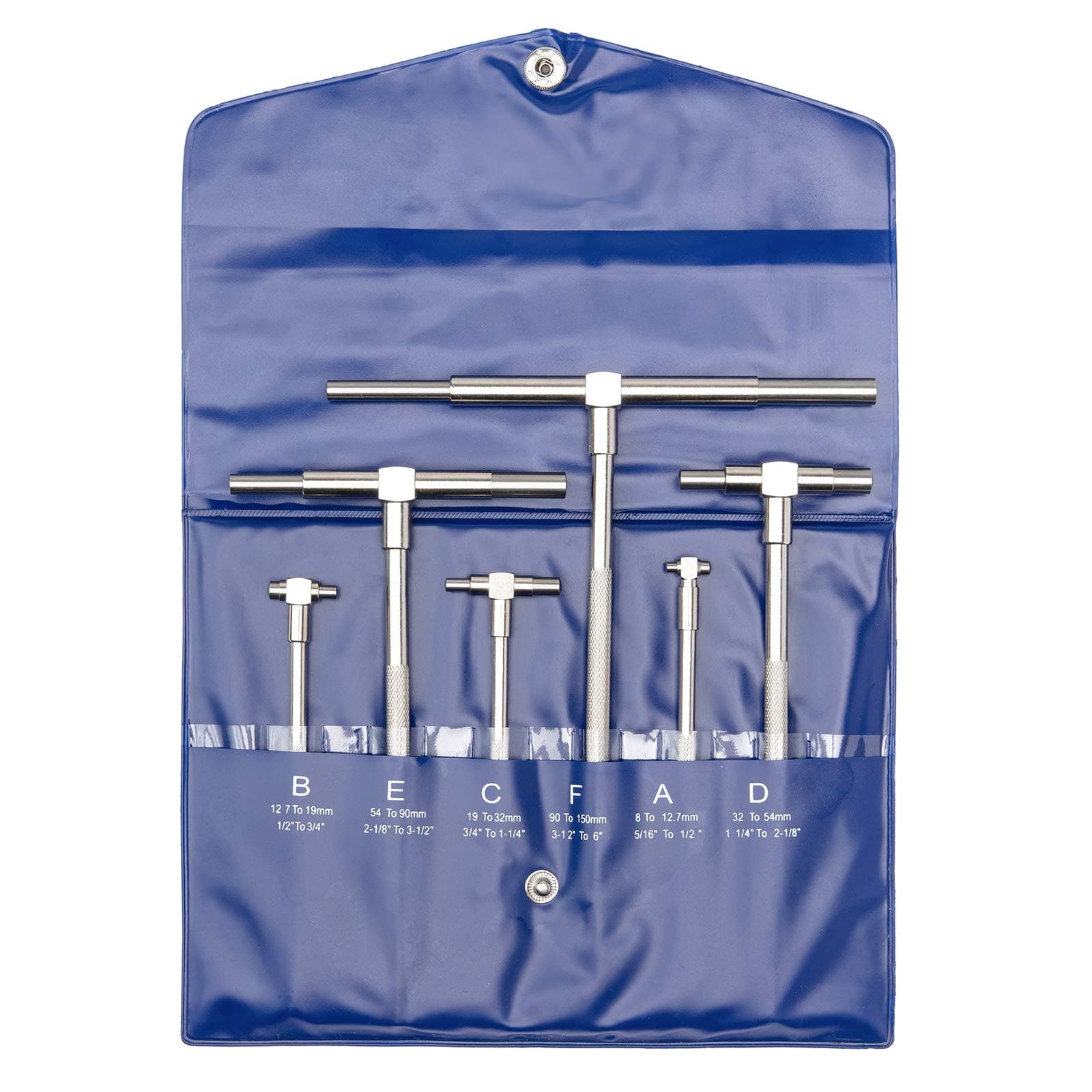 Telescopic Gauge Set 6 Pcs - Adjustable Inner Diameter 8-150 mm T-Bore Hole Gauges Measuring Tool