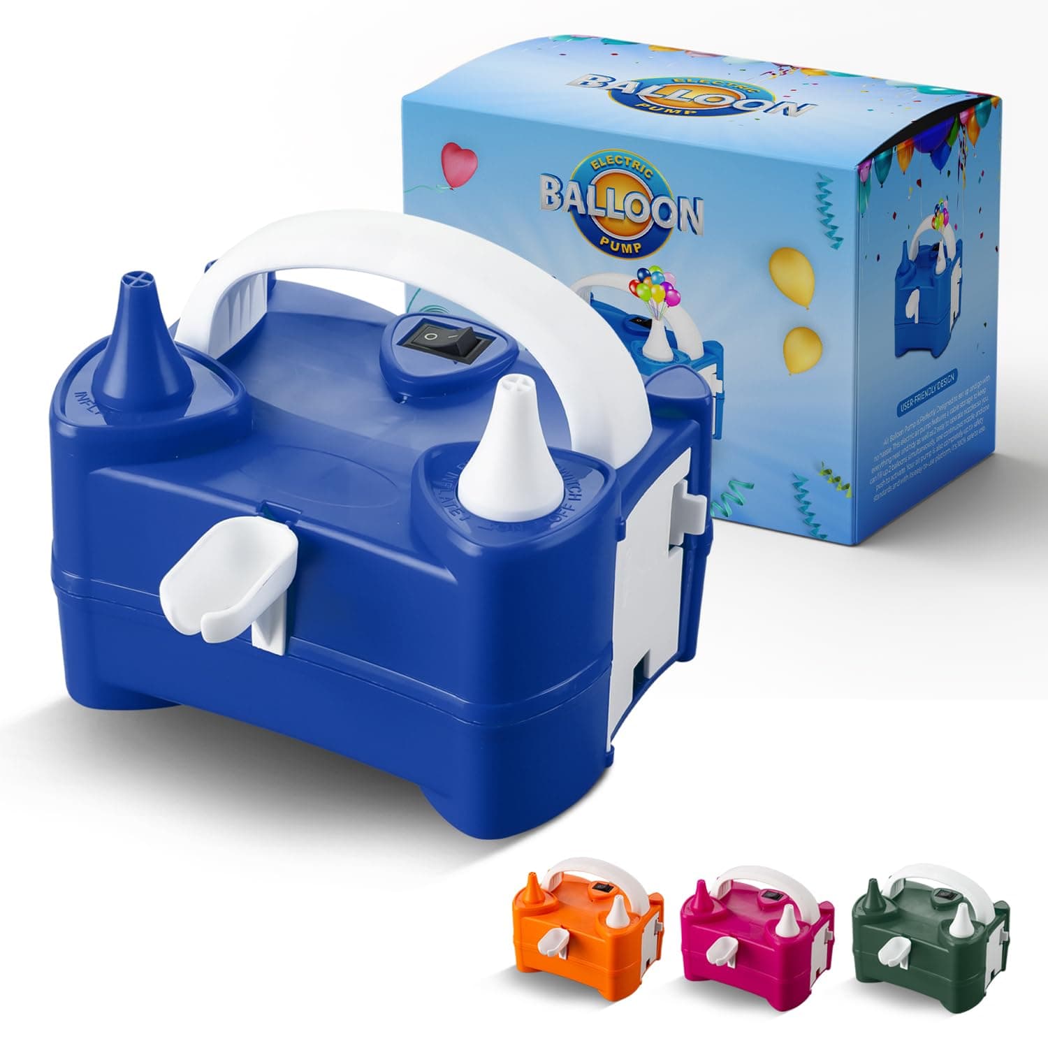 Roe Tenpo Electric Balloon Pump UK, Portable Dual Nozzle Balloon Inflator 220v-240v 600w, Air Balloon Pump for Outdoor Recreations