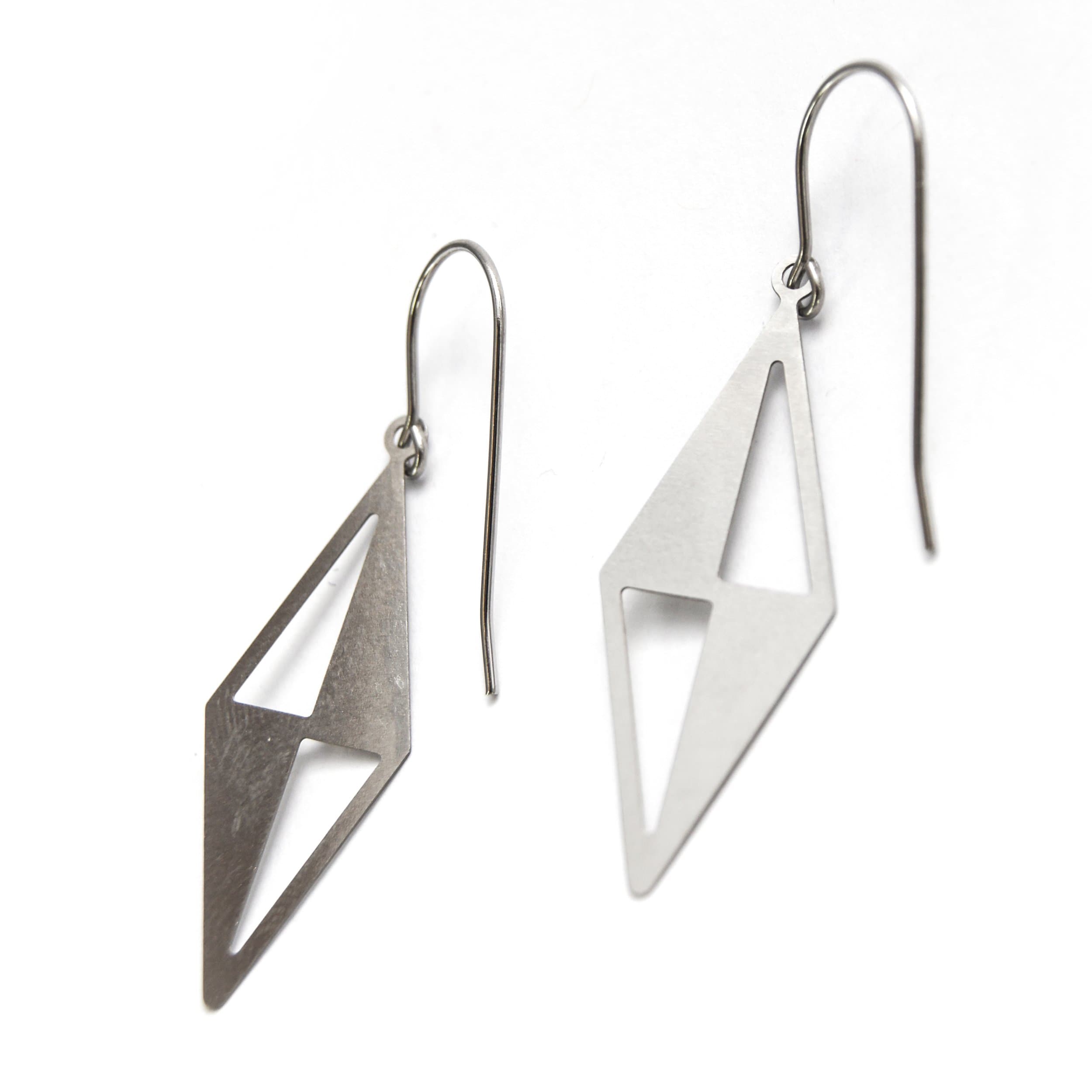 Simple Diamond - Modern Stainless Hook Earrings