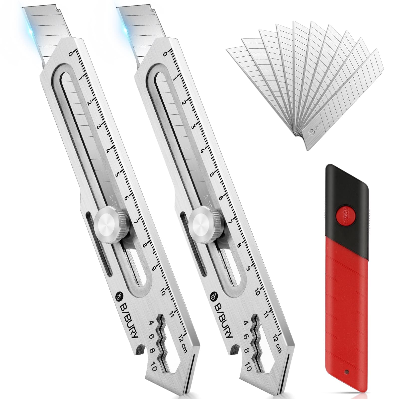 Professional Stainless Steel Retractable Cutter with 10 18mm Blades, Precision Cutter with Quick Change Mechanism, Office, Home, School, Gift for Man