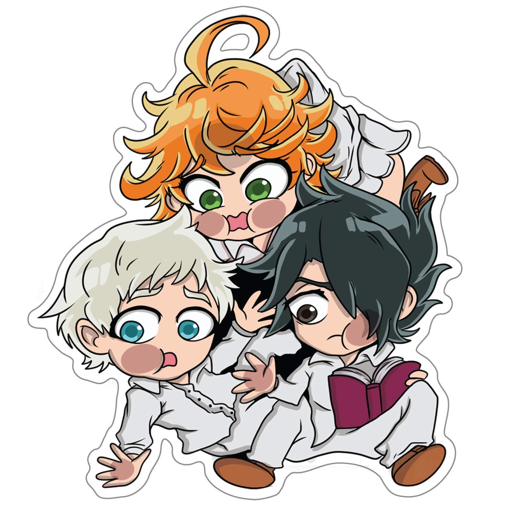 The Promised Neverland - Emma, Ray, Norman Chibi Anime Decal Sticker for Car/Truck/Laptop (4.0" x 3.5")