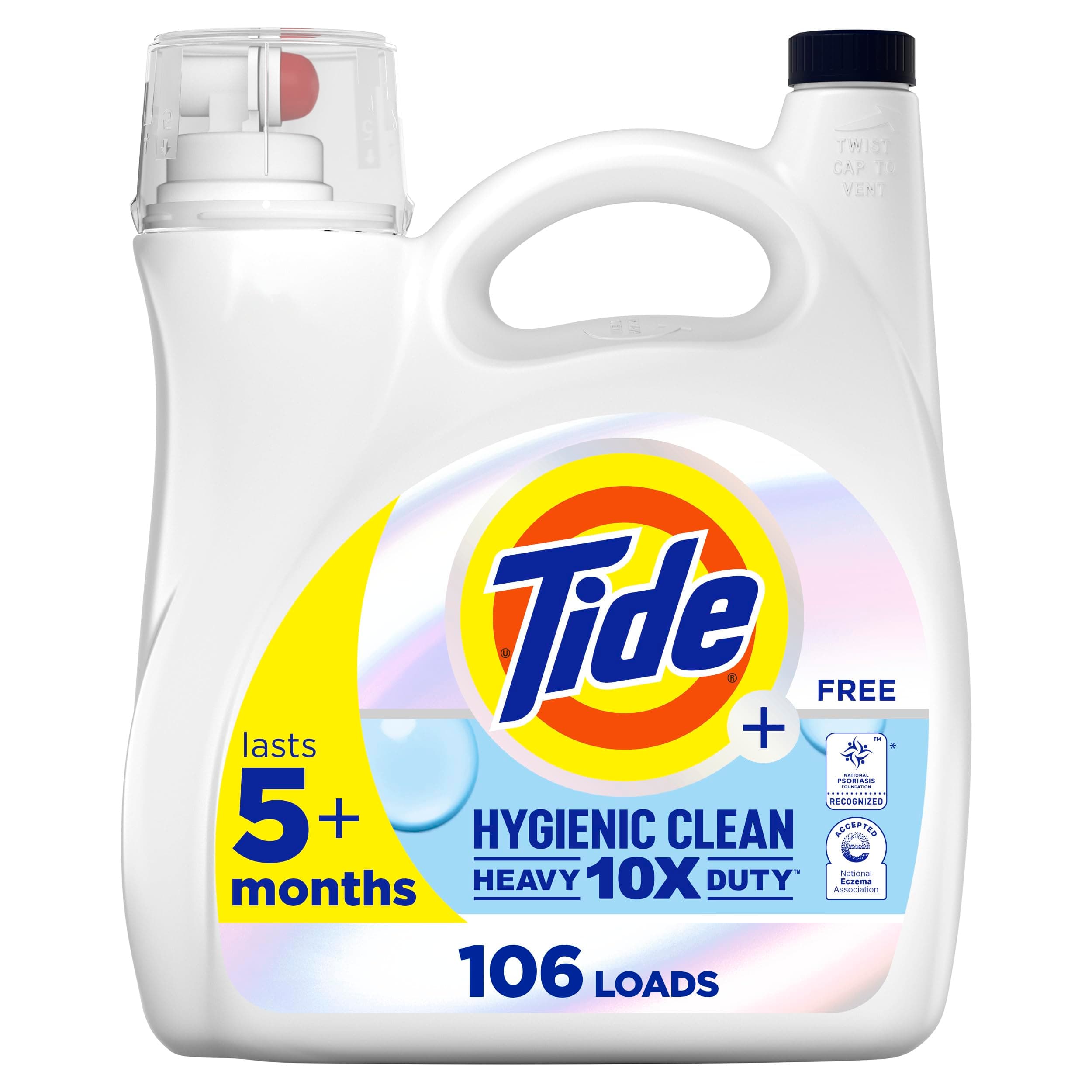 Hygienic Clean Heavy Duty 10x Free Liquid Laundry Detergent, Unscented Scent, 149 fl oz, 106 Loads, HE Compatible