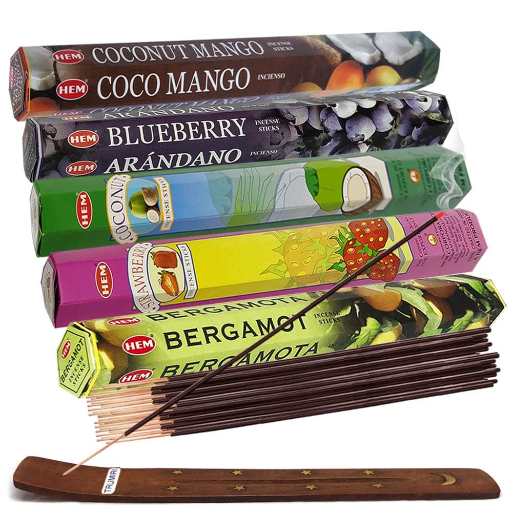 Hemインセンススティック バラエティパック #11 & インセンススティックホルダー 5つのユニークなフルーティーフレグランス付き