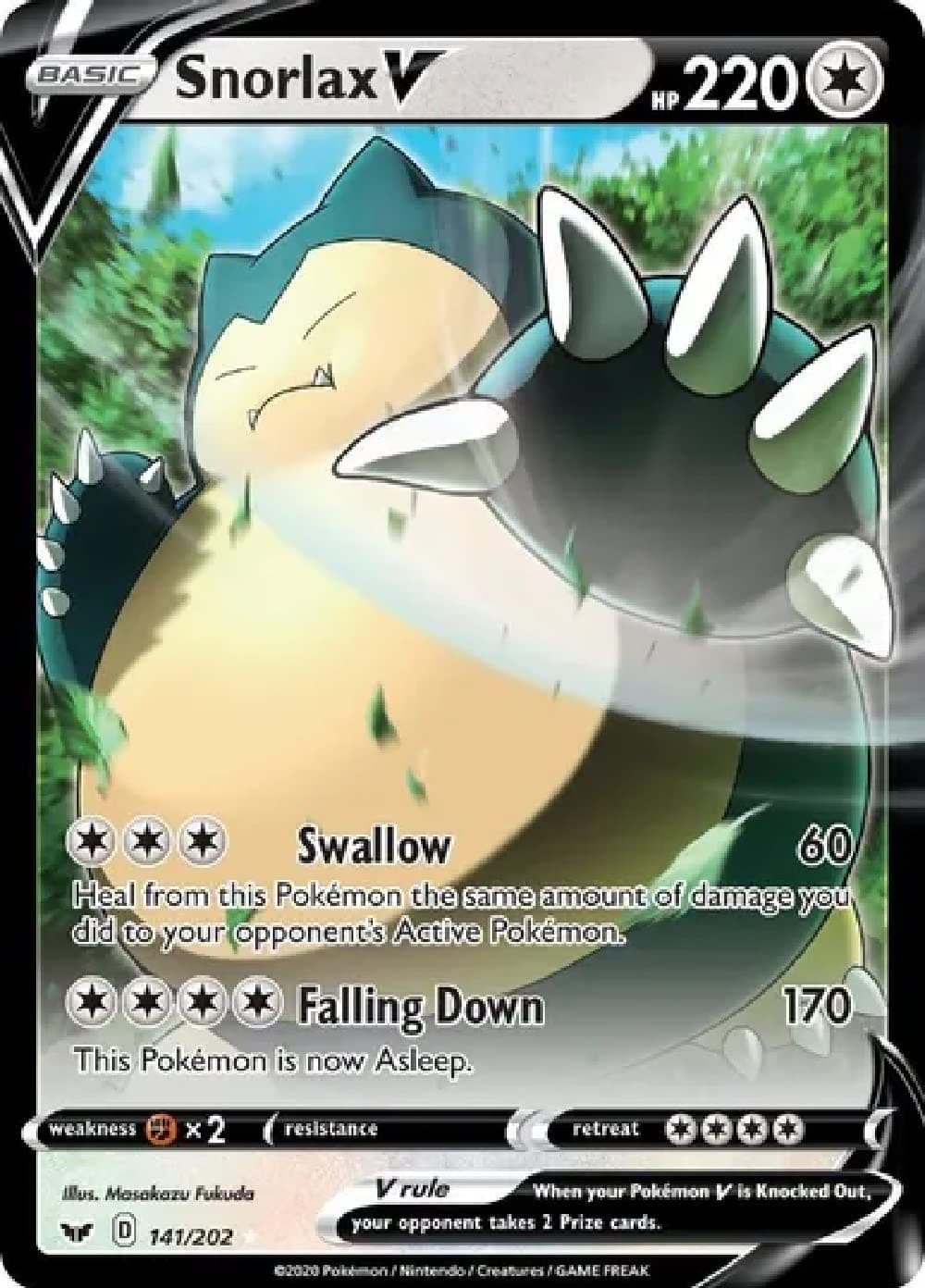 P - Snorlax V Ultra Rare 141/202 Sword and Shield Base Set