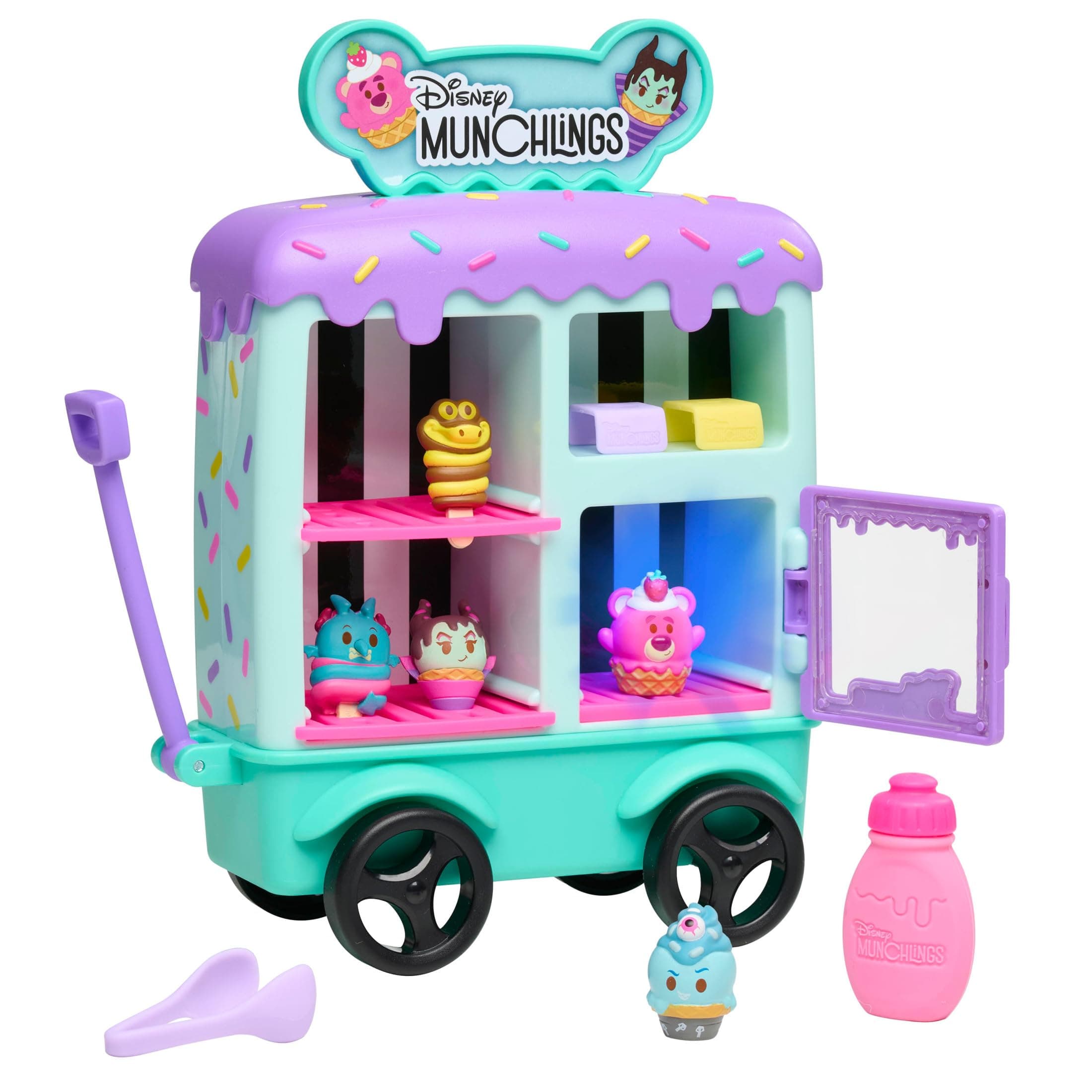 Just Play Disney Munchlings Ice Cream Cart, 13-Piece Color Change Figure Playset, Kids Toys for Ages 3 Up