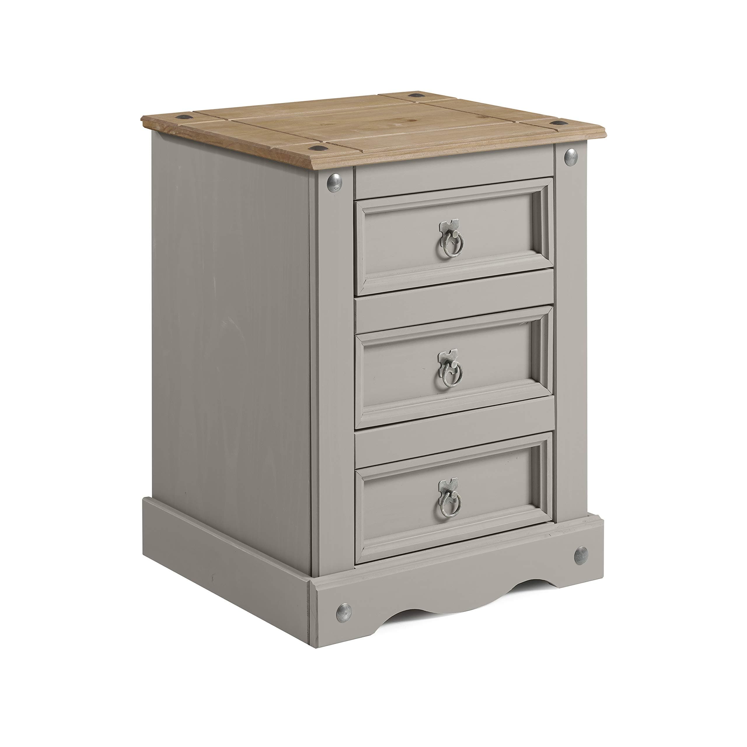 Mercers Furniture Trade Corona Grey Wax Large 3 Drawer Bedside