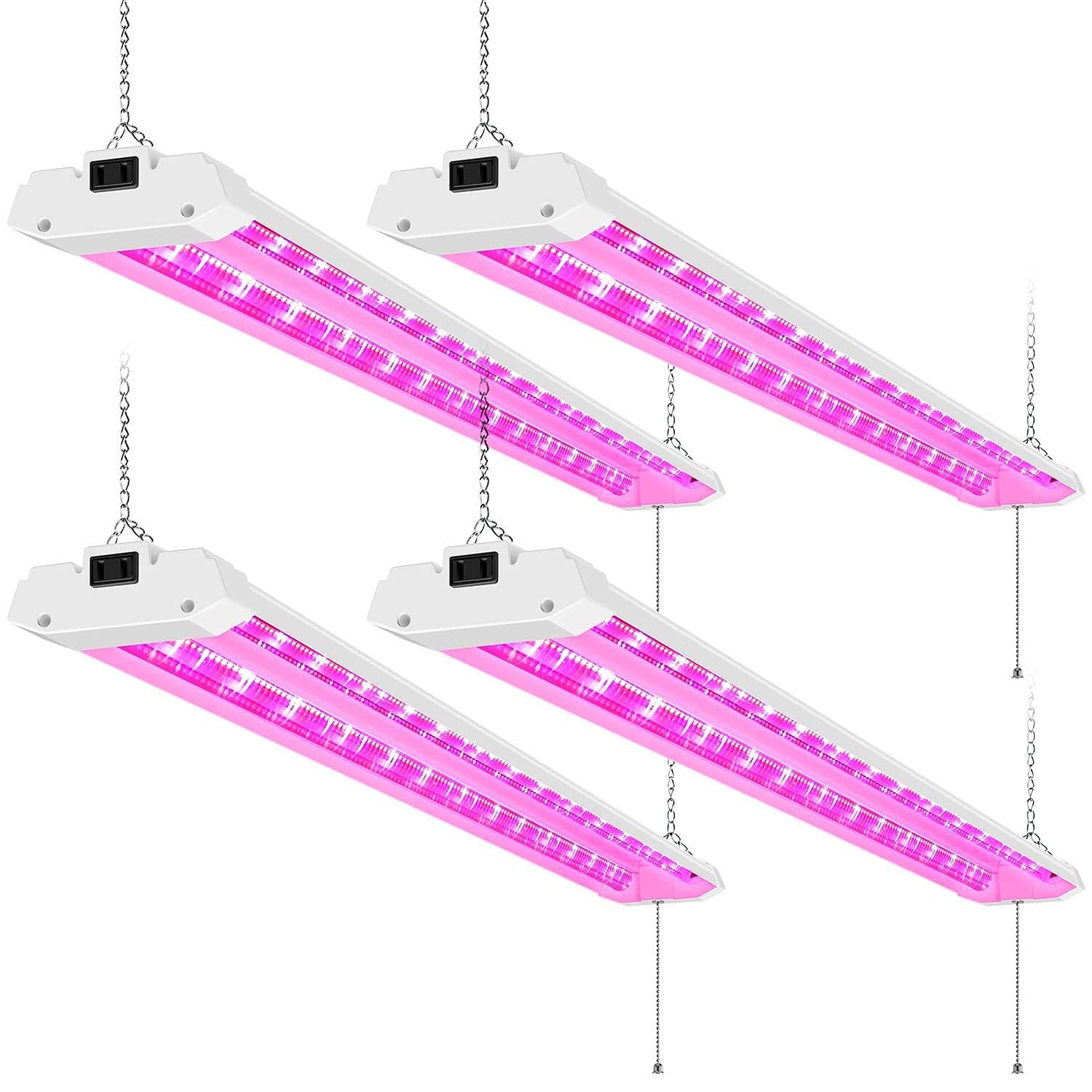 AntLux 4FT LED Grow Lights 50W Full Spectrum Integrated 4 Foot Growing Lamp Fixtures for Greenhouse Hydroponic Indoor Plant Seedling Veg and Flower, Plug in, on/Off Pull Chain Included, 4 Pack