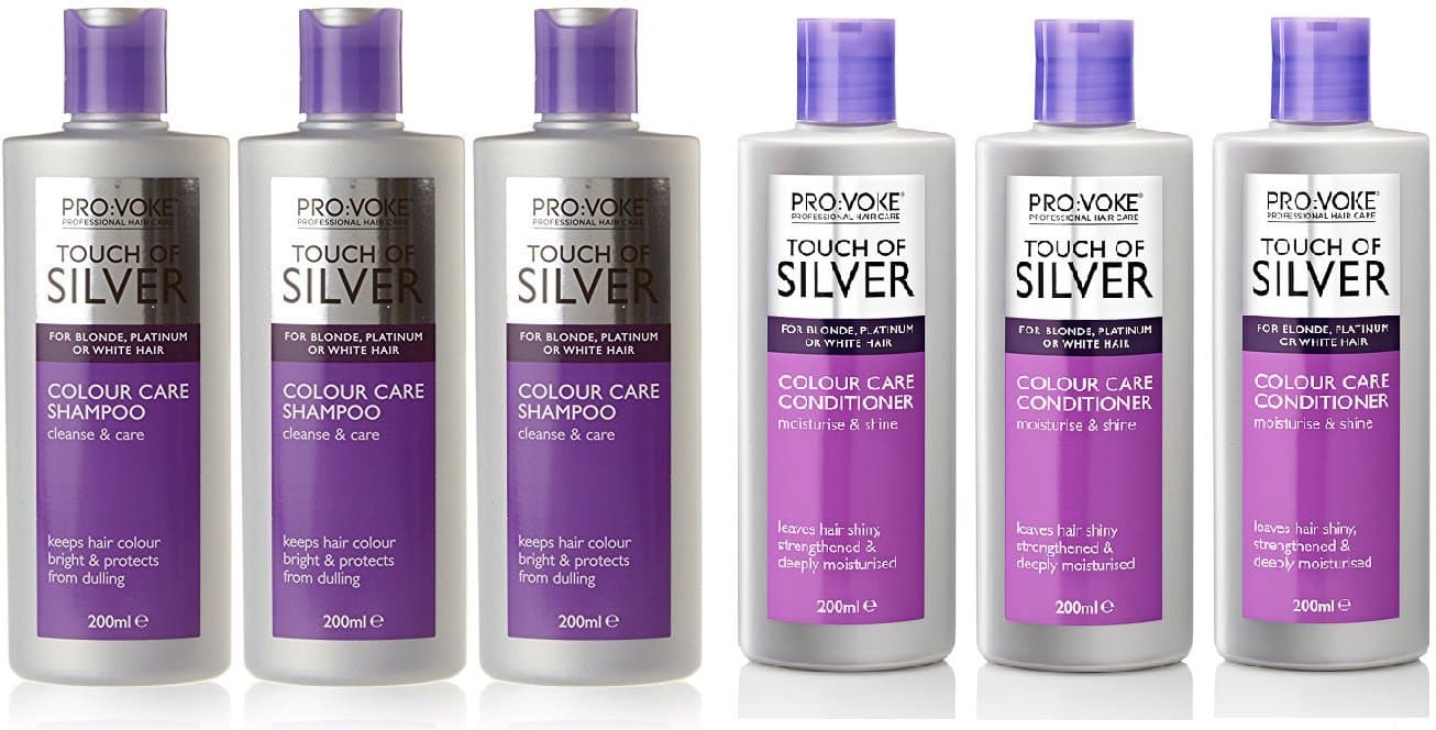 (6 PACK) Provoke Touch of Silver Colour Care SHAMPOO 3 x 200ml & Provoke Touch of Silver Colour Care CONDITIONER 3 x 200ml