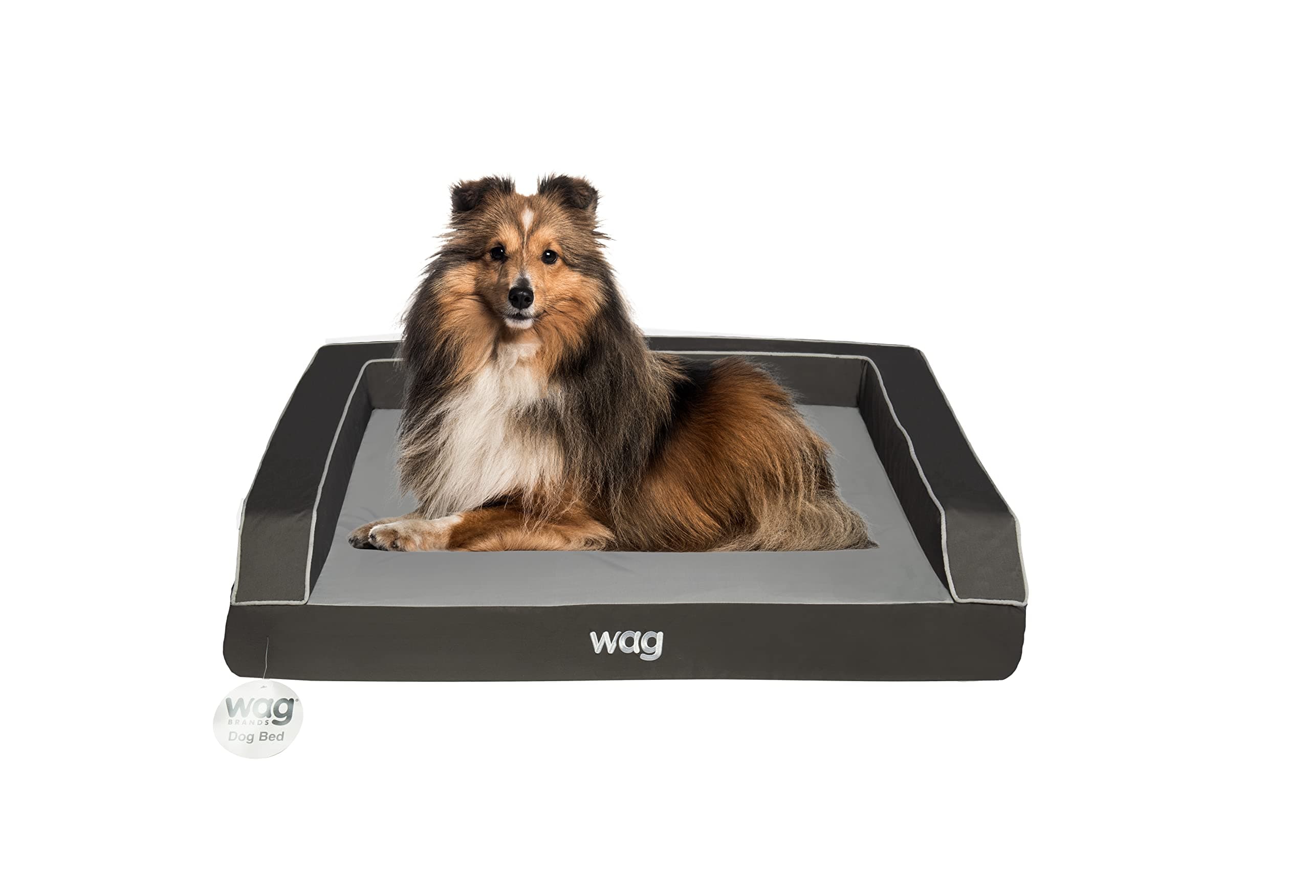 Wag Premium Pet Dog Bed | Multi Layer Construction with Cooling Energy Gel and Copper Infusion | Machine Washable Cover and Water Resistant Inner Liner | Large, Stone Grey