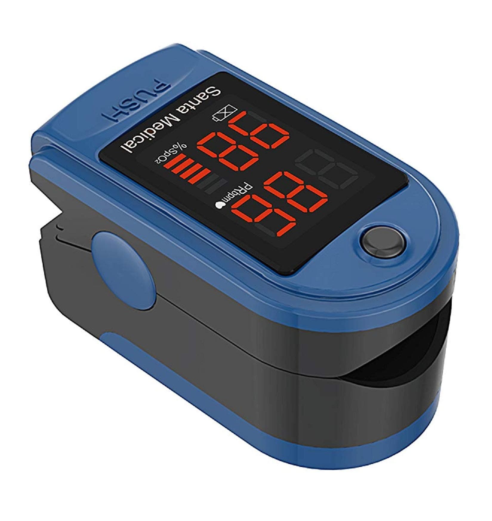 Santamedical SM-150BL Fingertip Pulse Oximeter Oximetry Blood Oxygen Saturation Monitor with Carrying Case, Batteries and Lanyard