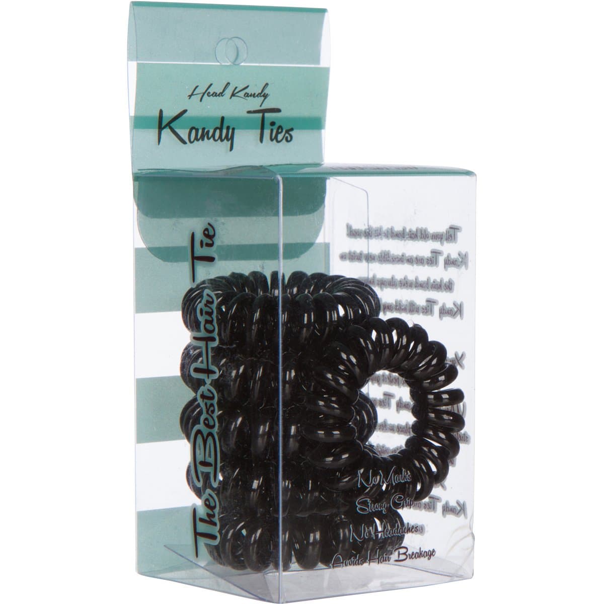 Head Kandy, Kandy Ties (standout), Creaseless Hair Ties, Black, 6 pack, For All Hair Types