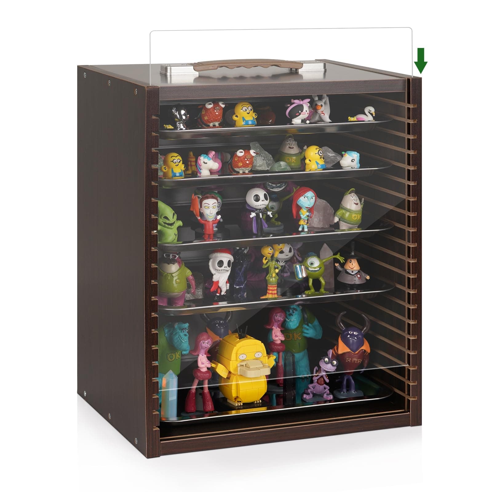 TrycoolingMiniature Display Case Display Shelf for Collectibles Display Cases for Collectibles Miniatures Storage Case for Mini Action Figures Valuable Collectibles or Crystal Stone (M-Black)