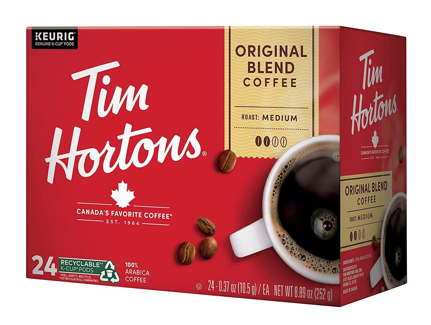 Tim Hortons Original Blend Single Serve Coffee Cups,100% Arabica, 24 Count