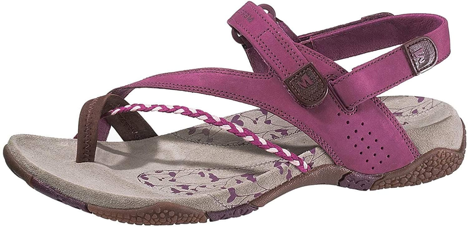Merrell Siena Raspberry Flat Women Sandals | Outdoor Walking Summer Shoes for Ladies | Premium Leather and Q-Form Sole | Size UK