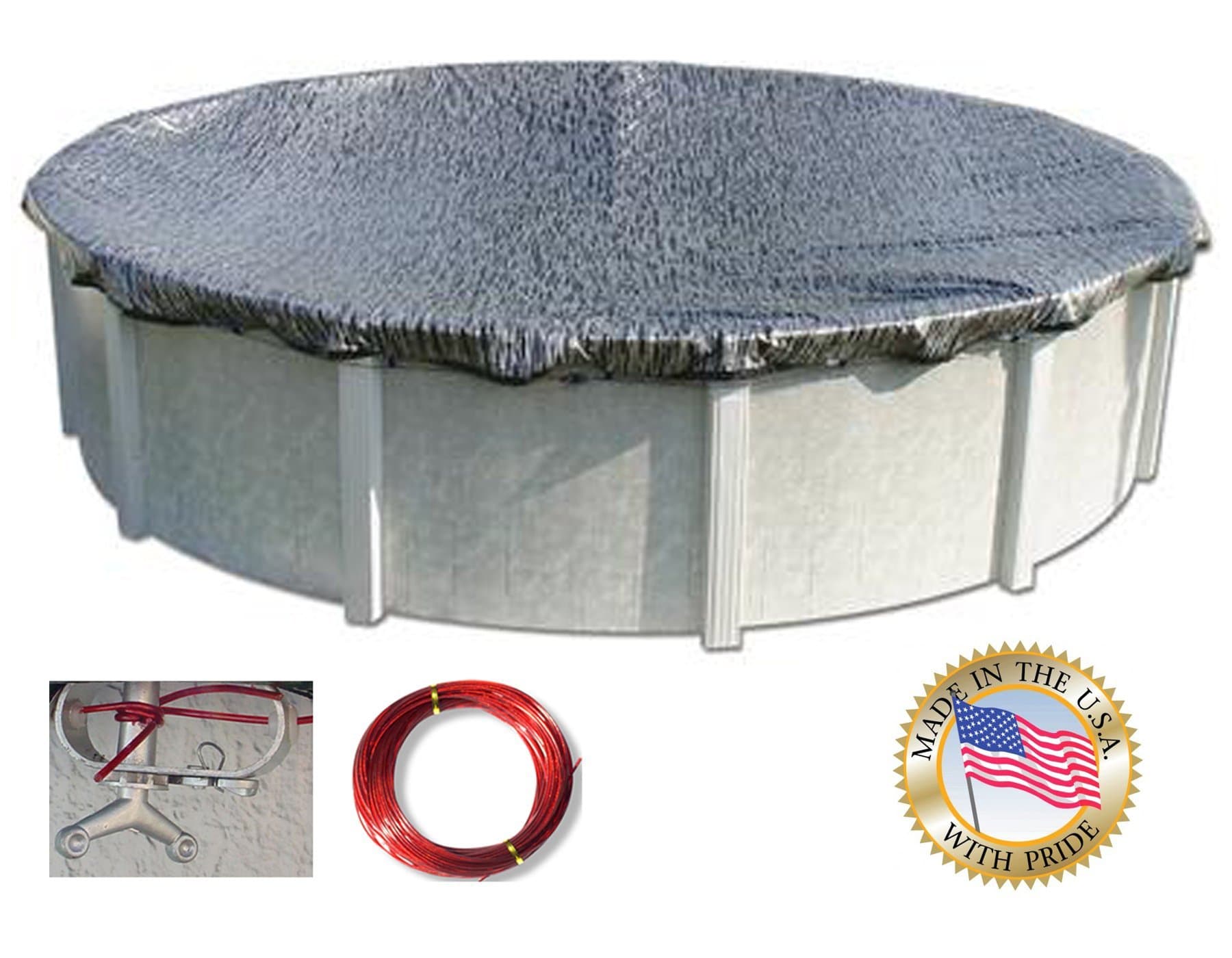 Hinspergers EM15R4 Enviro Mesh 15' Round Winter Black/Silver Pool Cover