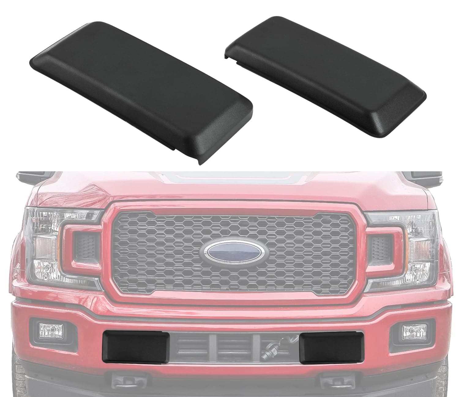 Replacement for Front Left Driver & Right Passenger Side Bumper Guard Pad Cap Inserts End Cover 2018-2020 Ford F150 F-150 JL3Z17E810AB