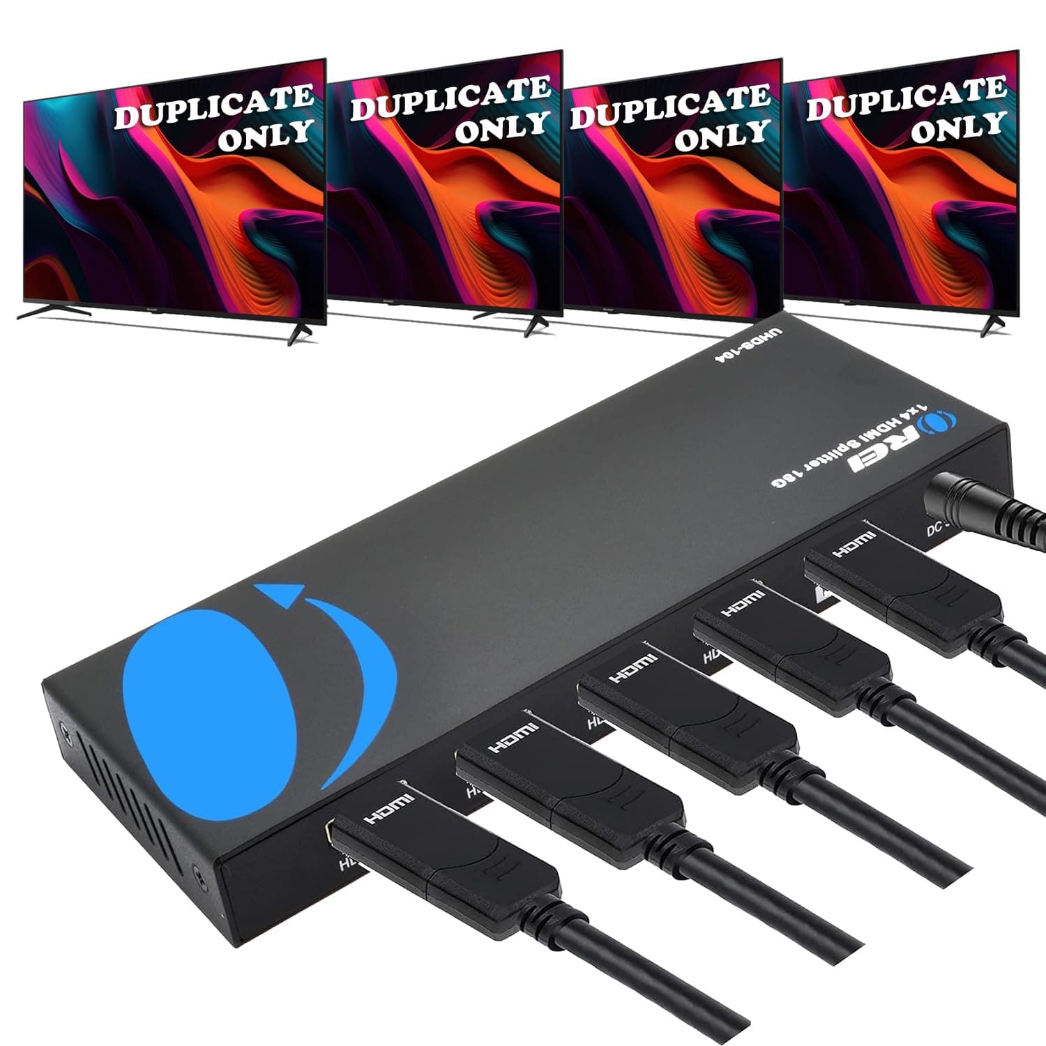 – OREI UltraHD 4K @ 60 Hz 1 X 4 HDMI Splitter 1 in 4 Out 4 Port 4: 8-Bit - HDMI 2.0, HDCP 2.0, 18 Gbps, EDID, Duplicate/Mirror 4K Screens - UHDS-104