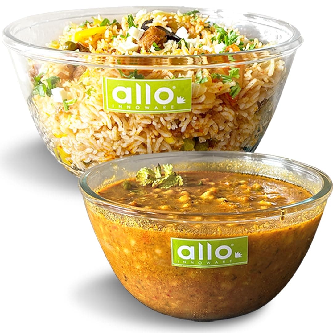 - Food Safe Borosilicate Glass Mixing & Serving Bowls for Kitchen, Oven & Microwave Safe Bowls, Dishwasher and Freezer Safe Bowls, Set of 2 1600ML, 2100ML, Transparent