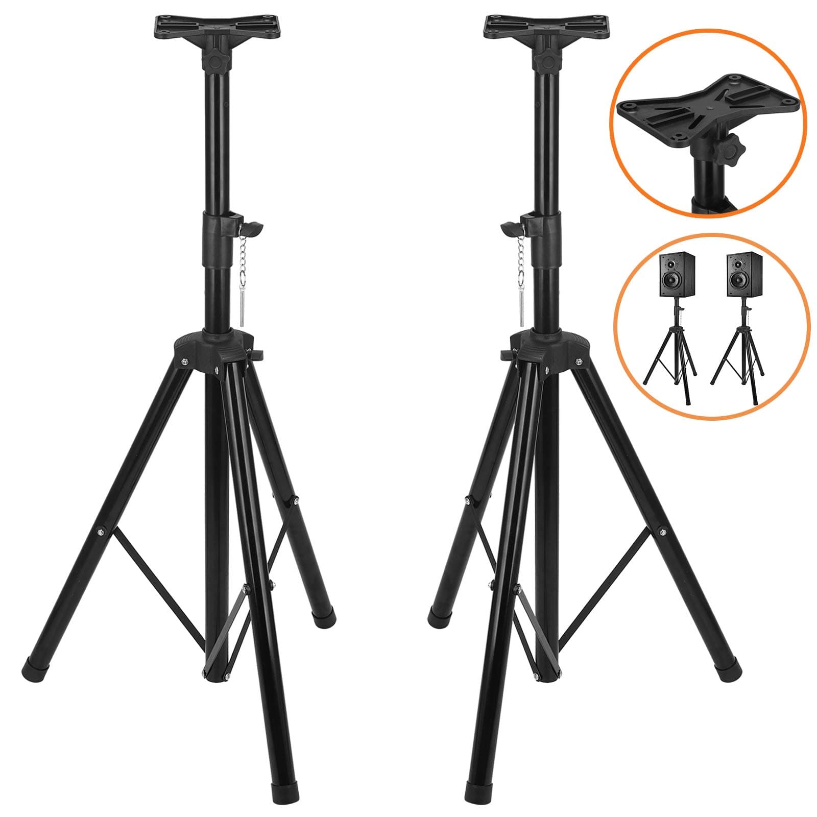 Voilamart 2 x PA Speaker Stand Heavy Duty Tripod Speaker Stands Premium Floor Speaker Stands for DJ Disco Adjustable Height 6FT with Mounting Brackets, Load Capacity Up to 60KG (Pack of 2)