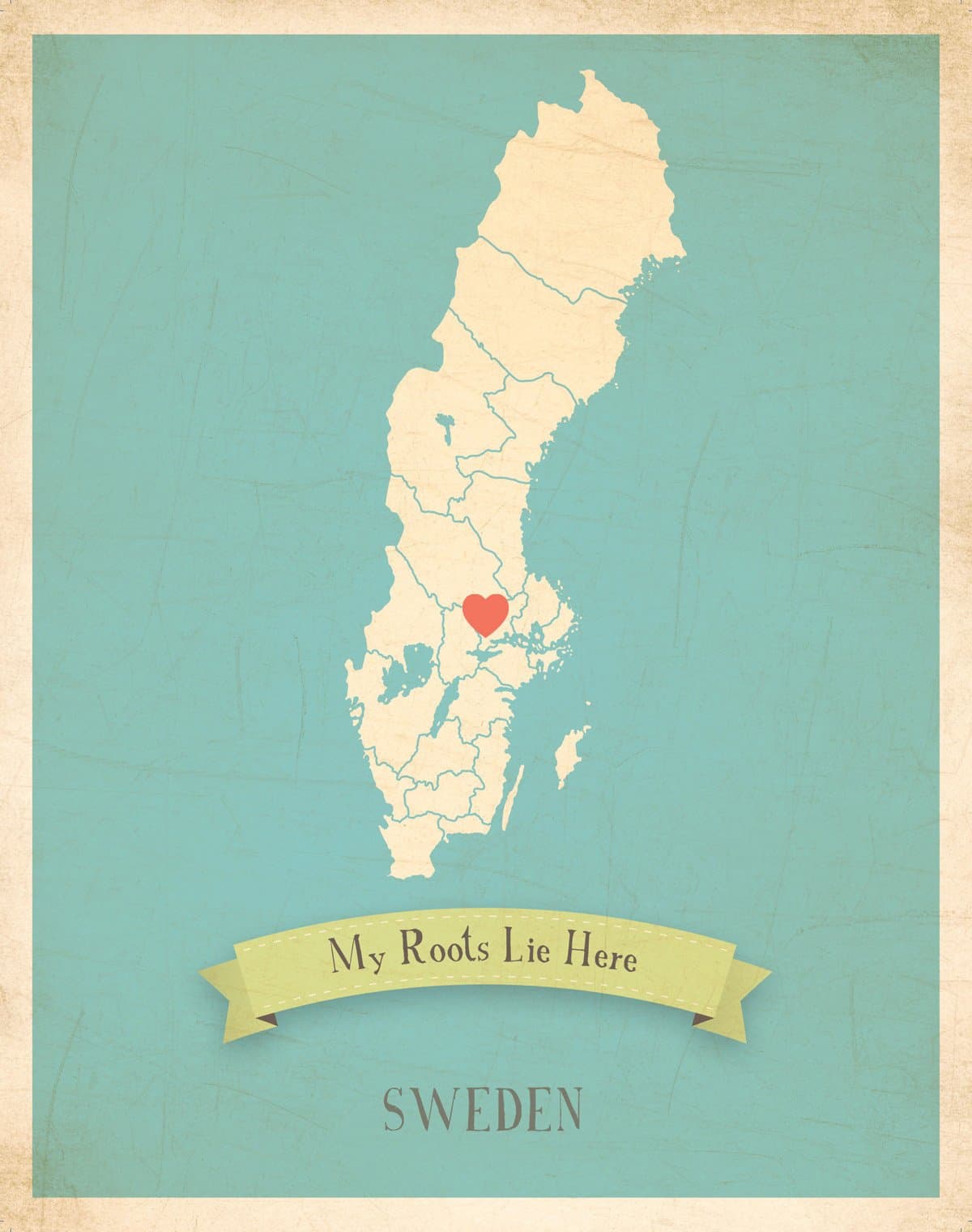 Children Inspire Design Wall Map, My Roots Sweden Personalized Wall Map 11x14, Kid's Sweden Map Wall Art, Wall Art Print, Nursery Decor, Nursery Wall Art