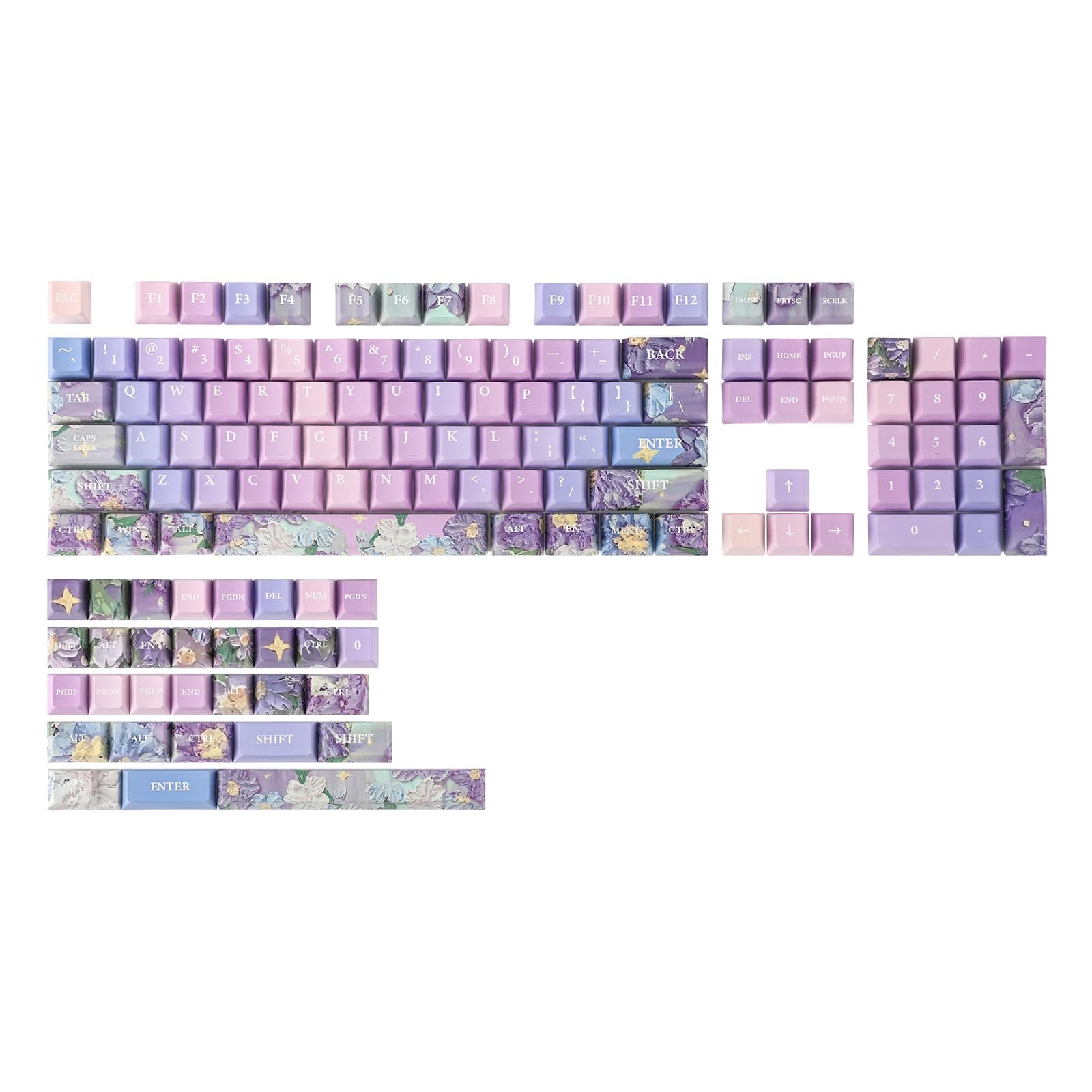 KiiBOOM Violet Cherry Profile Keycaps Set, 133 Keys PBT Custom Keycaps for ANSI Layout, MX Switches Gaming Mechanical Keyboard