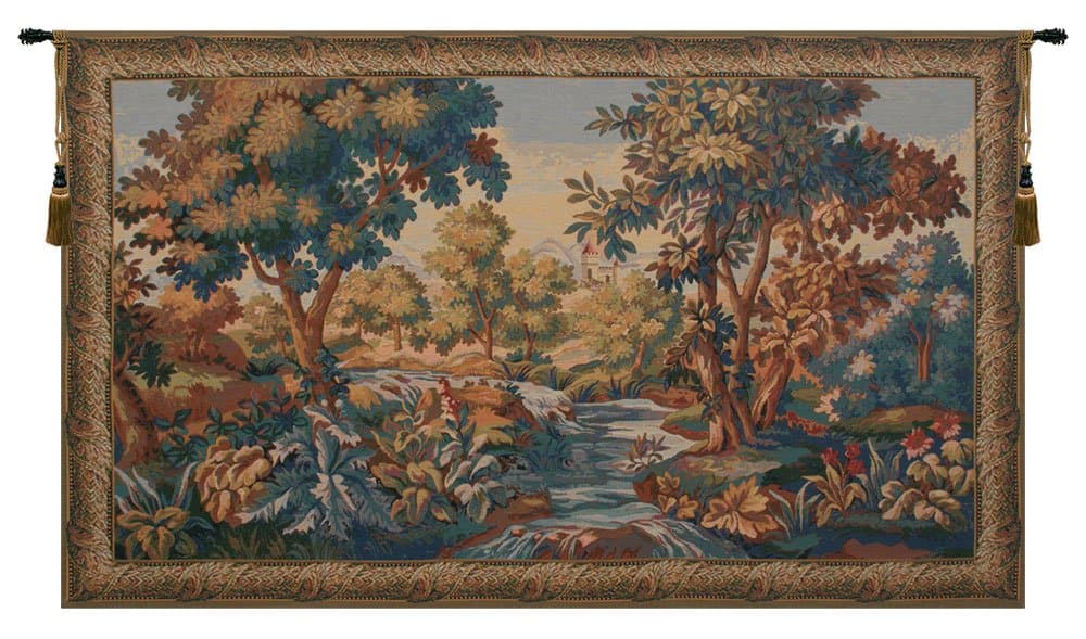 C Charlotte Home Furnishings Inc Verdure Aubusson Belgian Tapestry Wall Hanging | Viscose Cotton and Polyester Blend Wall Art | 41 in. x 69 in | Home Decor Accents