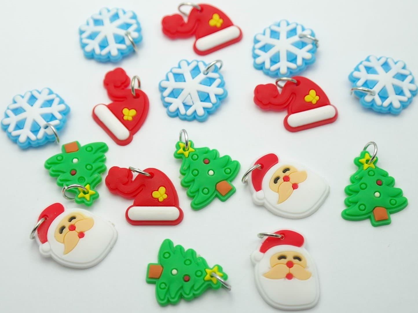 100 Christmas Themed Silicone Charms - By Toto Charms - Holiday Value Pack - Xmas charms - Compatible with All Common Bracelet Rubber Band Loom Kits - For Childrens' Jewelry, Arts & Crafts