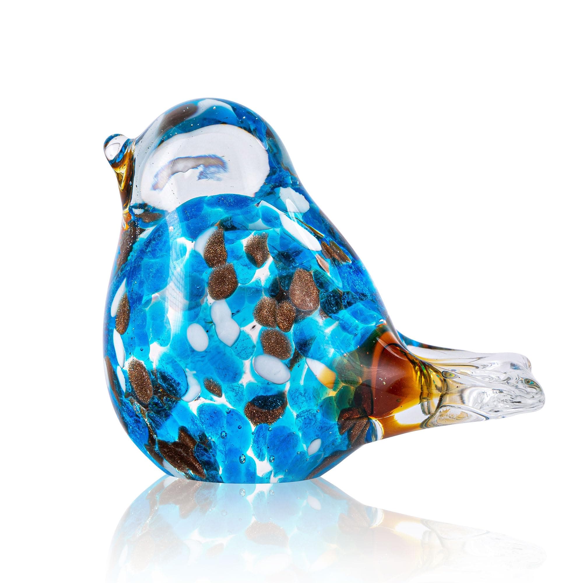 QFkris 3.5" Glass Blue Bird Figurine, Blown Glass Bird Statues Home Decor, for Women Mom Bird Lover