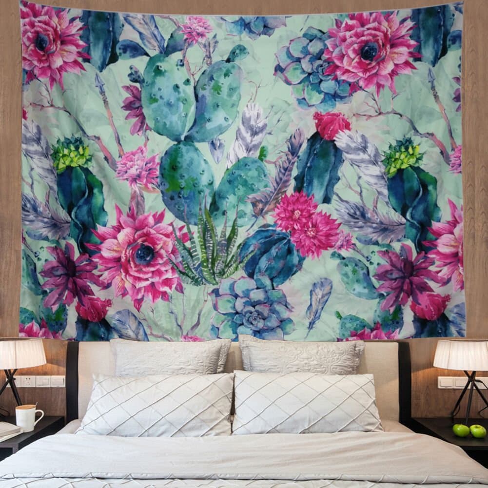Corbase Prabahdak Cactus Tapestry Wall Hanging Cactus Landscape Plant Printed Tapestry Watercolor Psychedelic Tapestry Bohemian Hippie Tapestry Indian Wall Art for Living Room Bedroom Dorm Decor