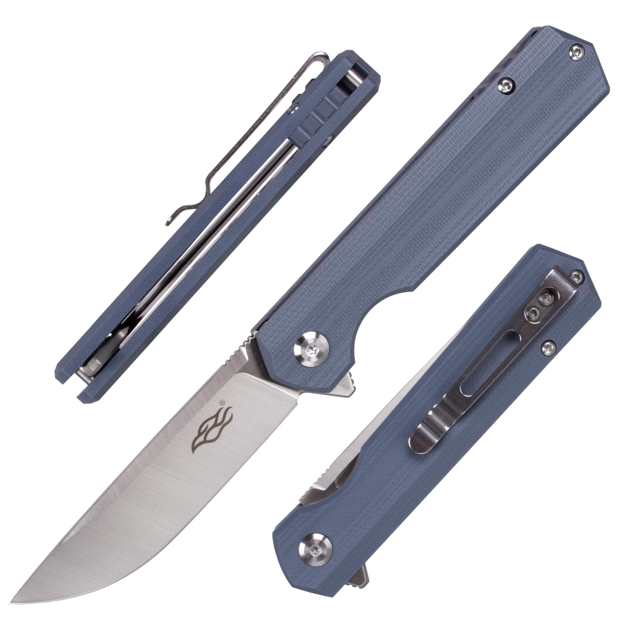 GANZO FH11S-GY Pocket Folding Knife Ball Bearing D2 Steel Blade G10 Anti-Slip Handle with Clip Hunting Fishing Gear Camping Outdoor Folder EDC Pocket Knife (Gray)