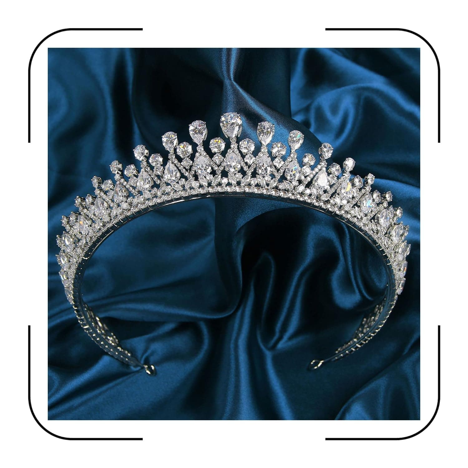 QXMYOOVintage Women Wedding Tiara Silver Cubic Zirconia Pageant Crown Sweet 16th Birthday Prom Party Quinceanera Crown Bridal Hair Accessories