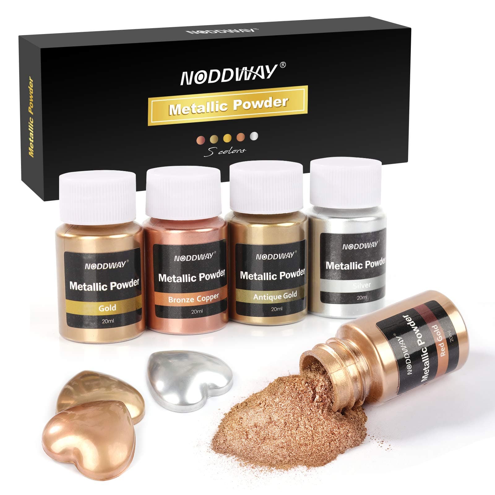 NODDWAY 5 Colors Metallic Pigment Powder