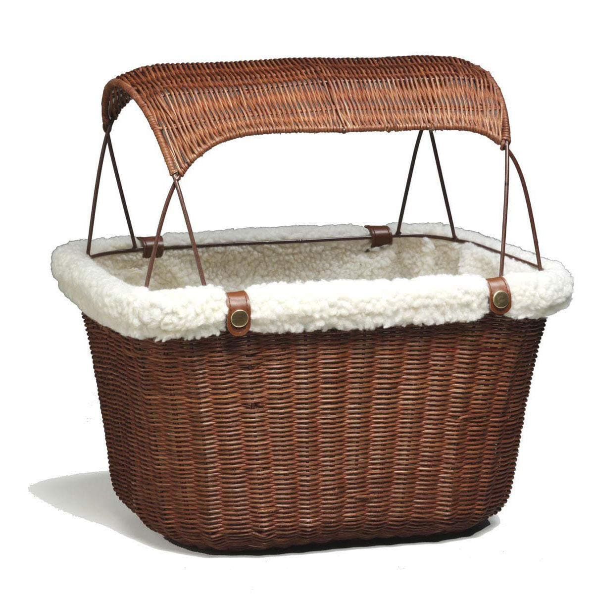 PetSafe Happy Ride Wicker Bicycle Basket for Dogs and Cats - Stylish Weather Resistant Wicker Material - Comfortable, Easy to Clean Soft Liner - Removable Sun Shield Included - Best for Pets up to 13 lb