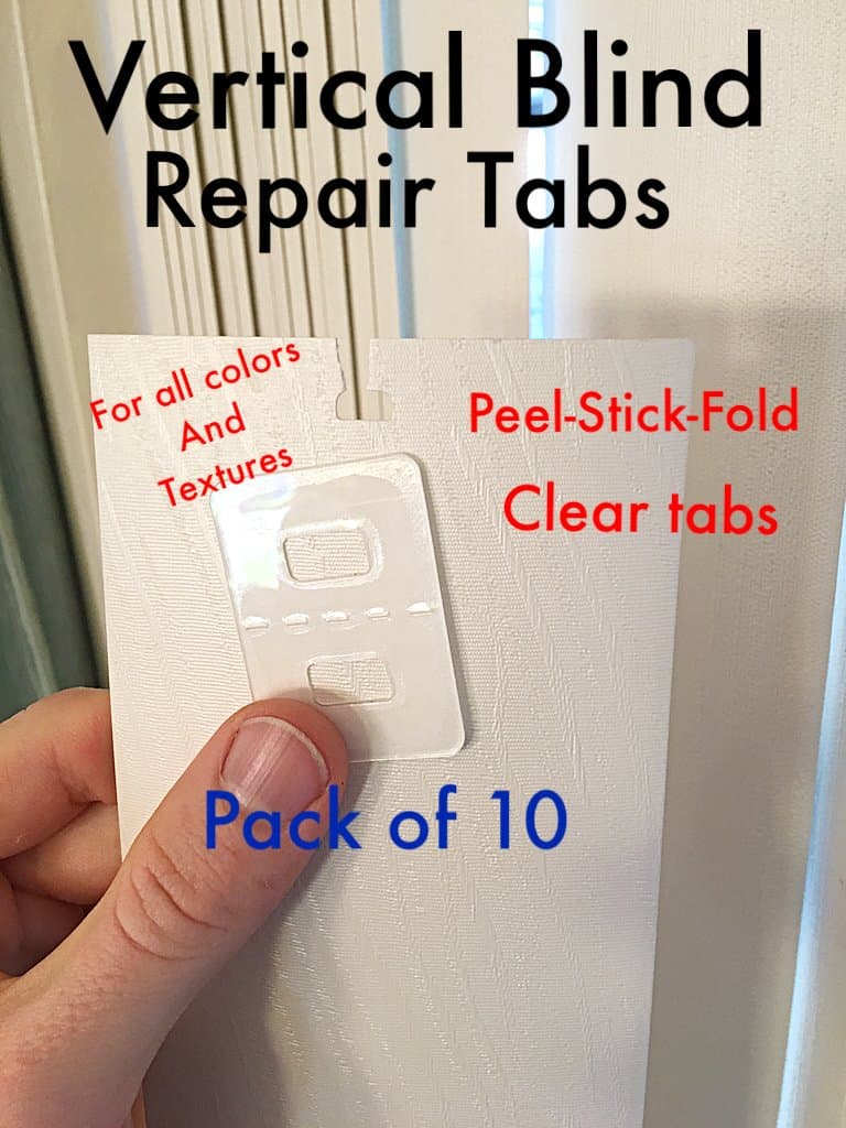 Vertical Blind Repair tabs (Pack of 10) (Clear) Fixes broken vertical blinds in seconds. Works with blinds in any color or texture.