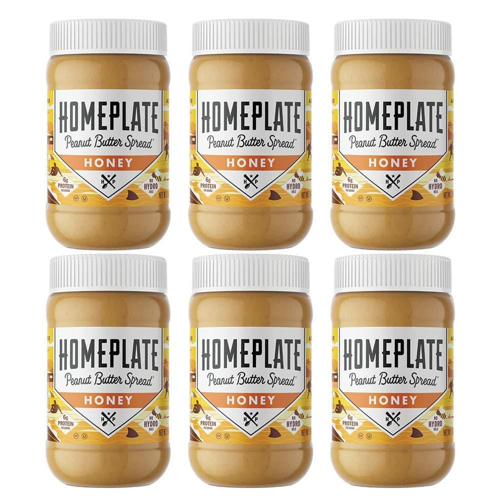 Peanut Butter, Honey Flavored Creamy, Healthy, Natural, Gluten Free, Non-GMO, 16oz jar, Pack of 6 by HomePlate Peanut Butter