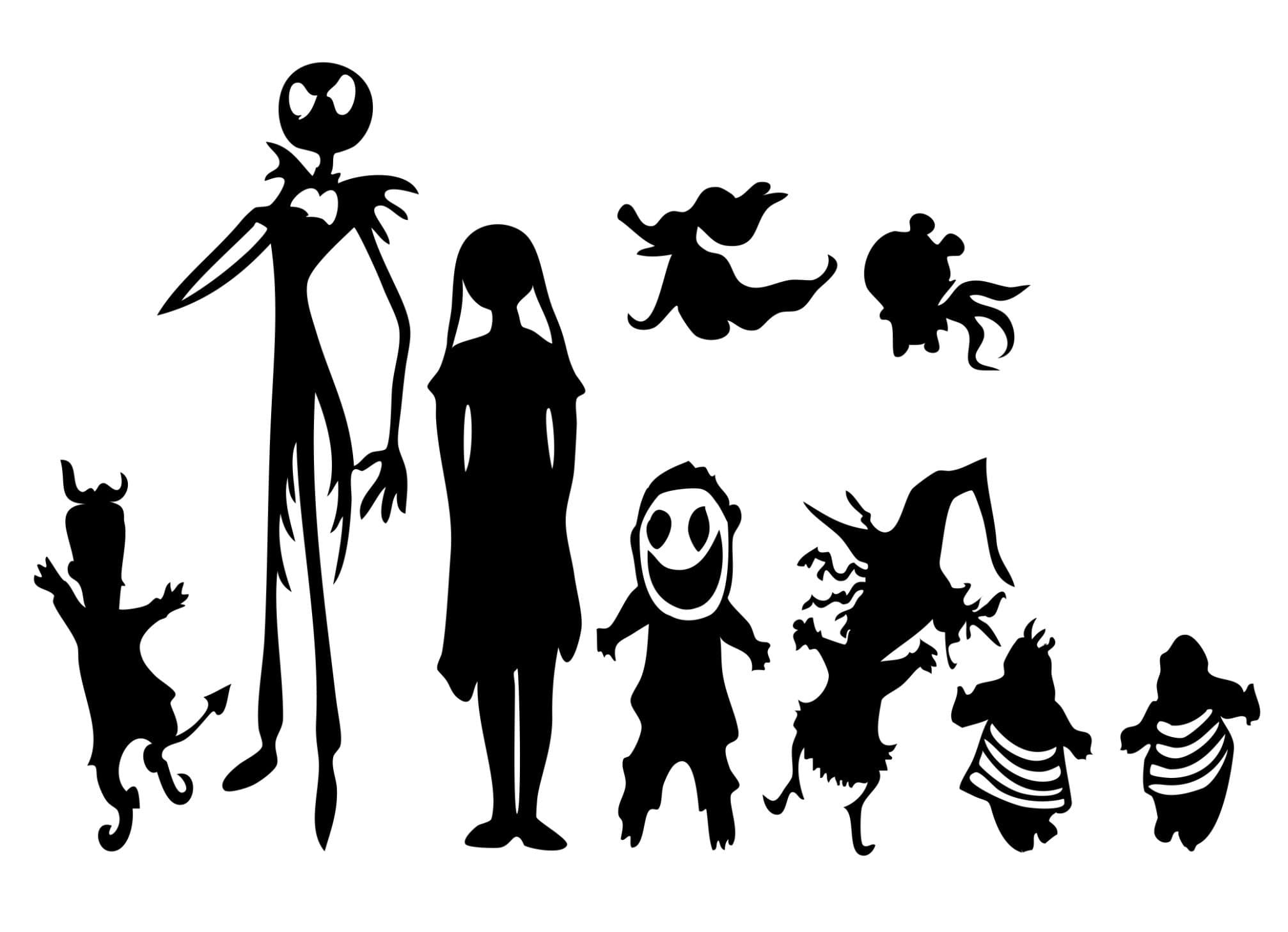 Nightmare Before Xmas Inspired Jack and Family Car Truck Laptops Window Halloween Vinyl Decal Sticker Black, 7"
