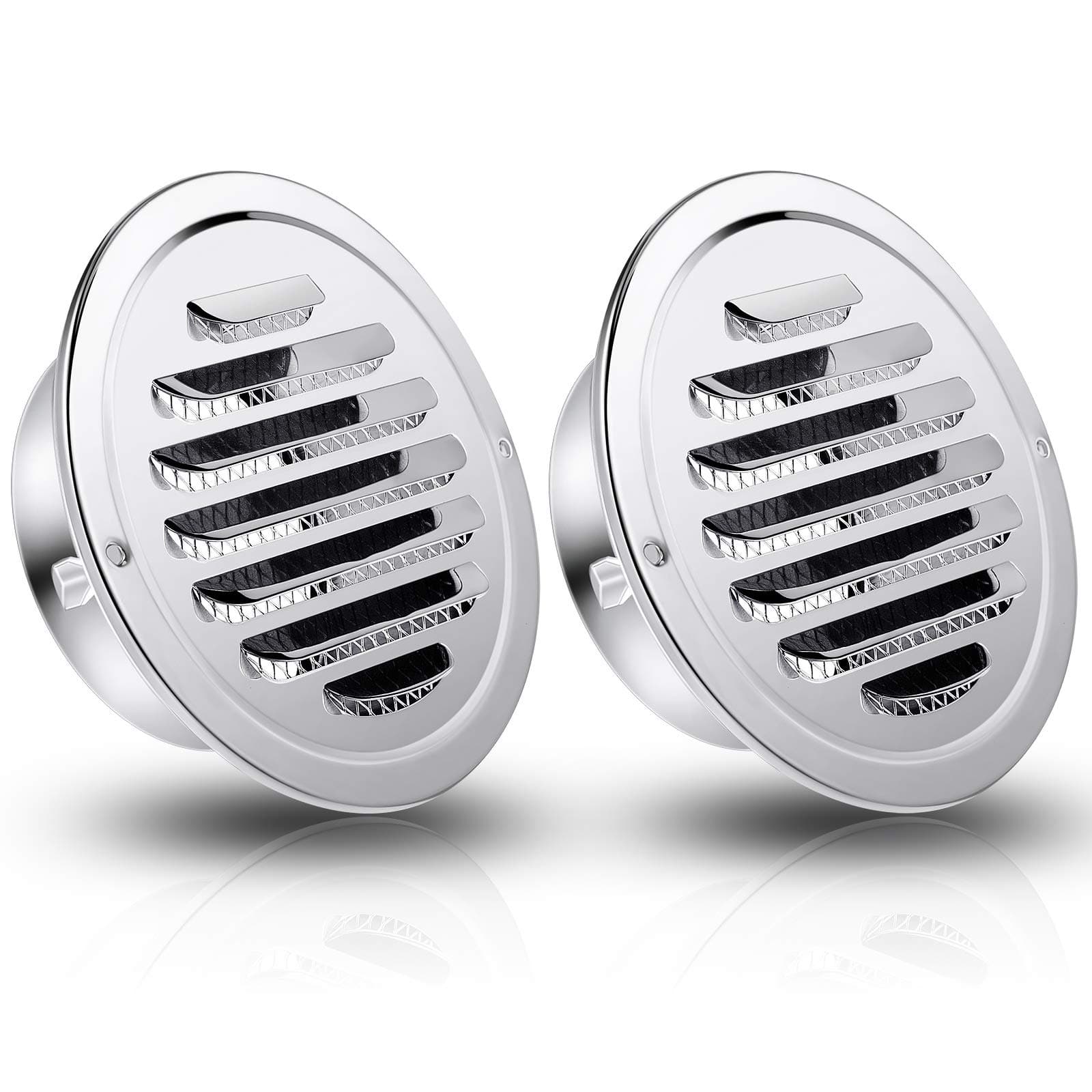 2 Pack 4 Inch Stainless Steel Air Outlet Vents Round Soffit Vents Dryer Vent Cover Louver Grille Cover Ducting Air Ventilation Wall Vent Cover for Bathroom Vent Office Home Indoor Outdoor