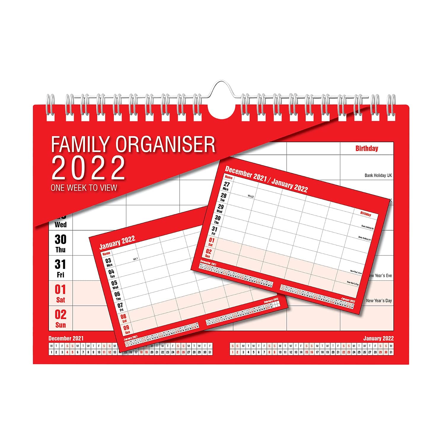 2022 Family Organiser Calendar - One Week to View Planner - Space for Up to 5 People by Arpan