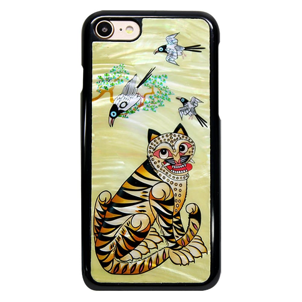 ARTIMO iPhone 7 Natural Mother of Pearl Case with Korean Traditional Pictures and Patterns Magpie And Tiger