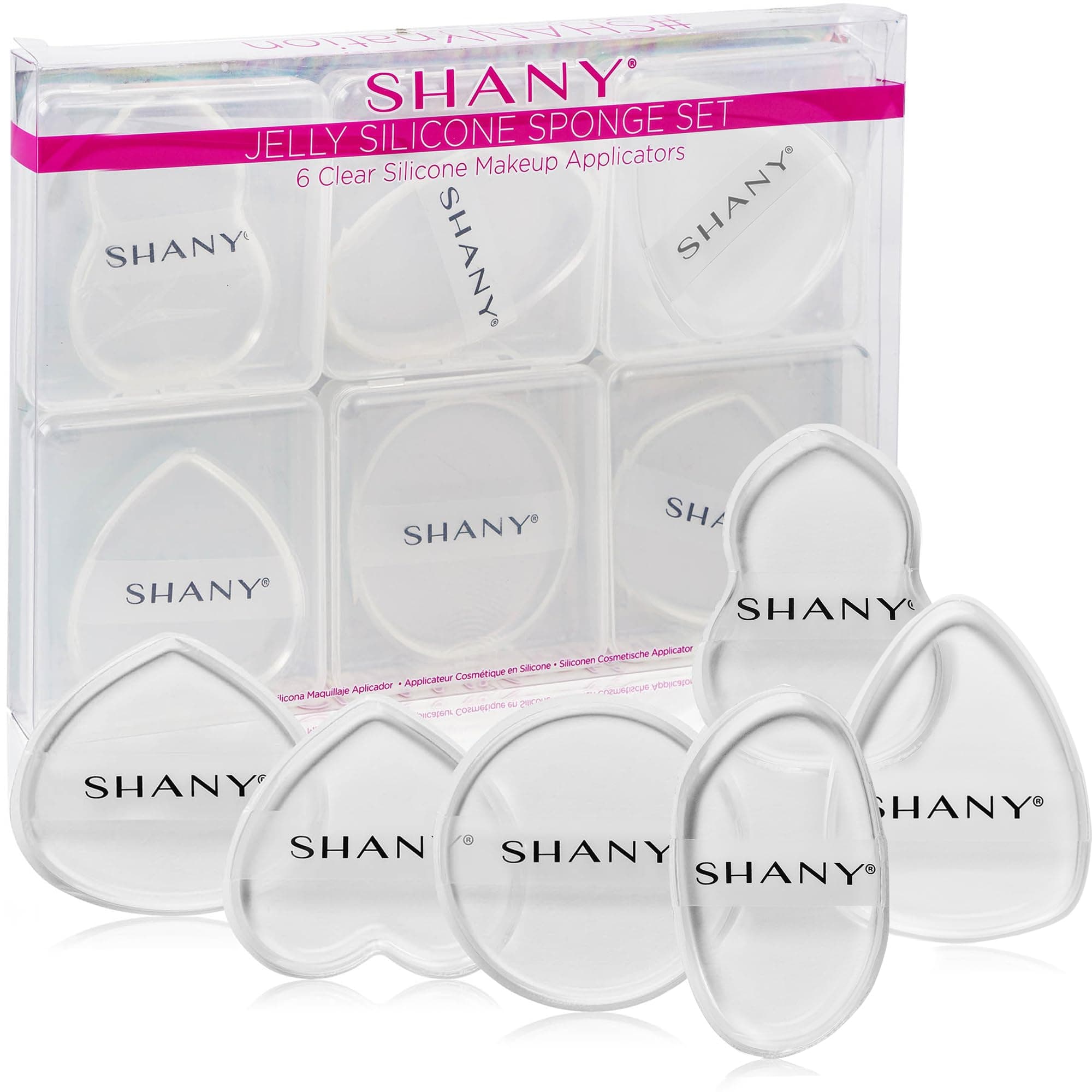 SHANY Stay Jelly Silicone Sponge Set - 6 Clear & Non-Absorbent Makeup Blending Sponges for Flawless Application with Foundation