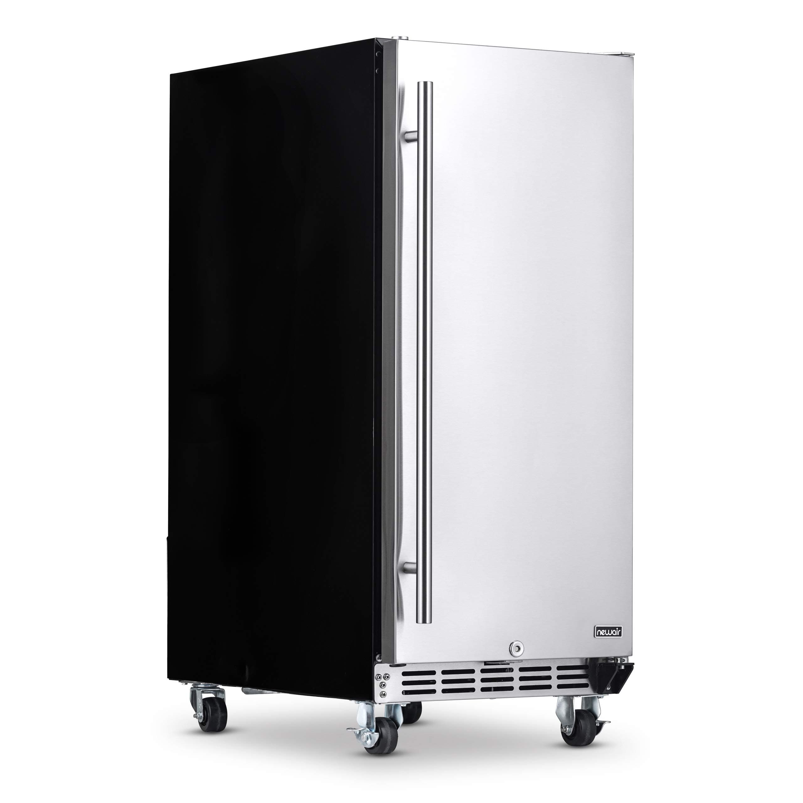 NewAir 15" Outdoor Beverage Refrigerator | Weatherproof Stainless Steel Fridge with Auto-Closing Door | 90 Can Capacity | Built-In or Freestanding Outdoor Patio Fridge For Beer, Wine, Food NOF090SS00