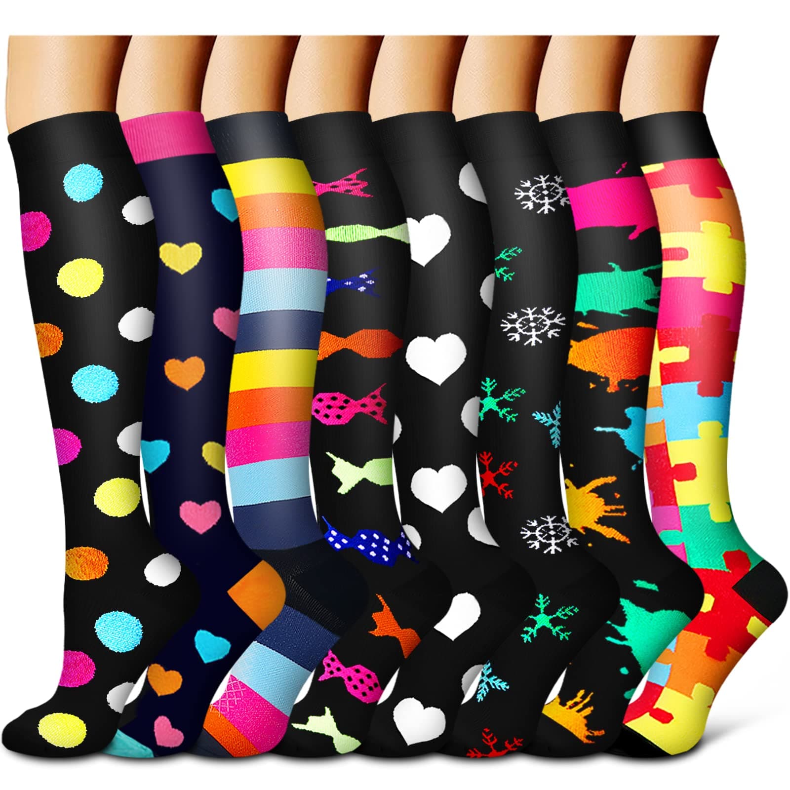 Laite HebeCompression Socks For Women& Men circulation(8 Pairs),Socks-Best for Running,Sports,Hiking,Flight travel,Pregnancy