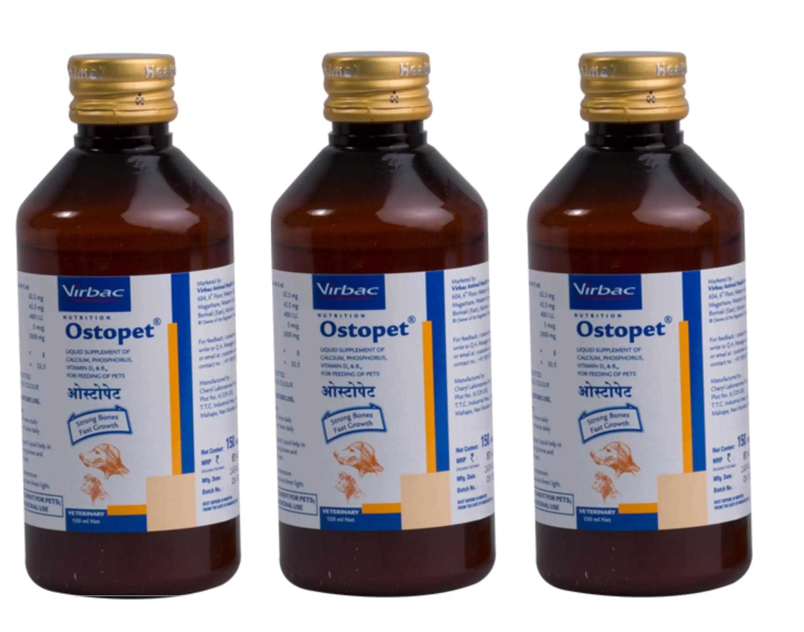 Ostopet 150ml Dog Health Supplement Omega3, 6 Vitamins (Pack of 3)