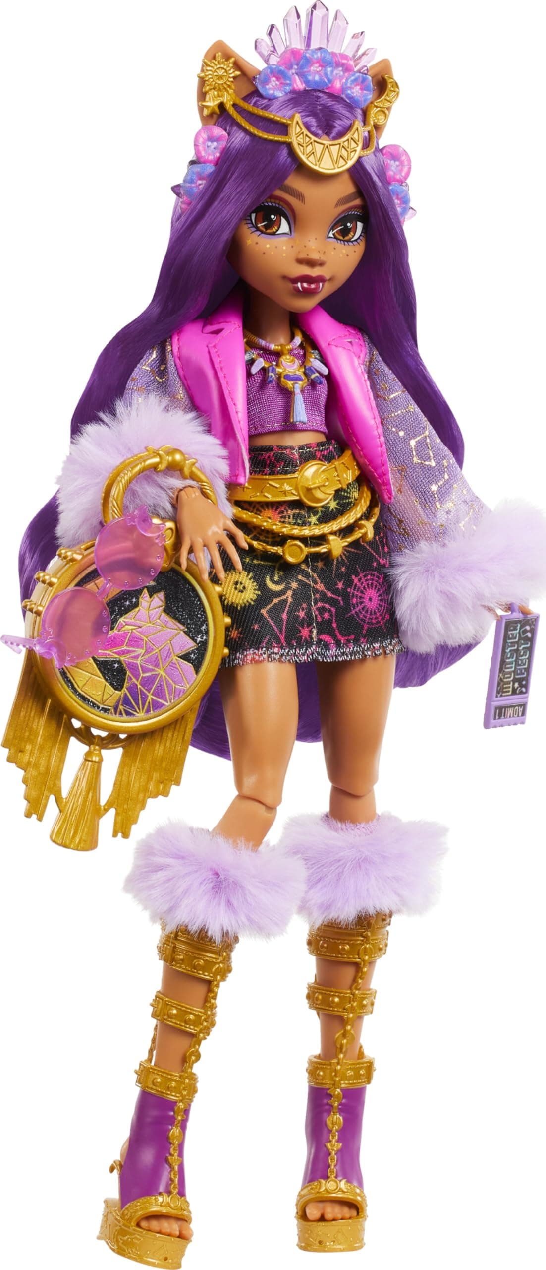 Monster Fest Doll, Clawdeen Wolf with Glam Outfit & Festival Themed Accessories Like Snacks, Band Poster, Statement Bag & More