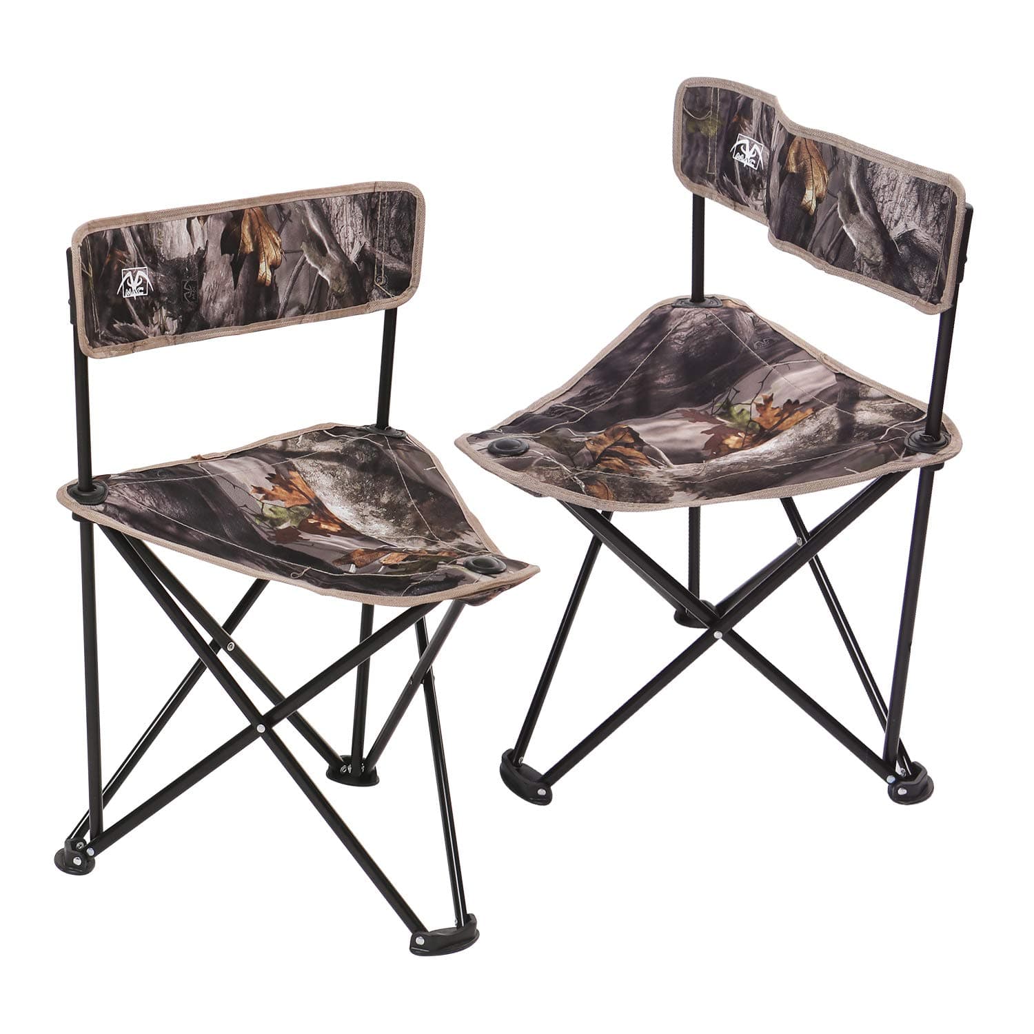 REDCAMP 2 Pack Tripod Hunting Chairs for Blinds, Folding Lightweight Portable Fishing Chairs for Adults Hunting Stools with Backrest, Golf Chairs for Spectators, Camo