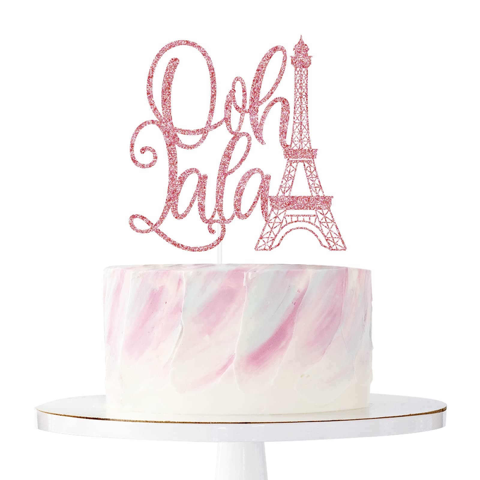Ooh LaLa Cake Topper, Paris Theme Cake Topper, Paris Party Decorations for Bachelorette, Birthday, Bridal Shower, Double-sided Rose Gold