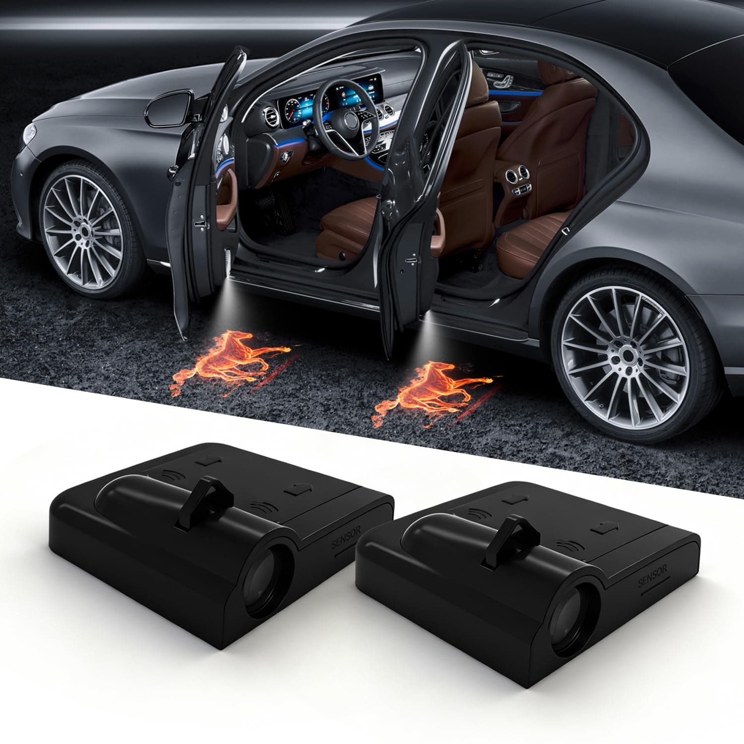 Car Door Lights Logo Projector, 2PCS Car Door Projector Lights Welcome Courtesy Ghost Shadow Lamp Fit for All Car Models by FLYEEGO