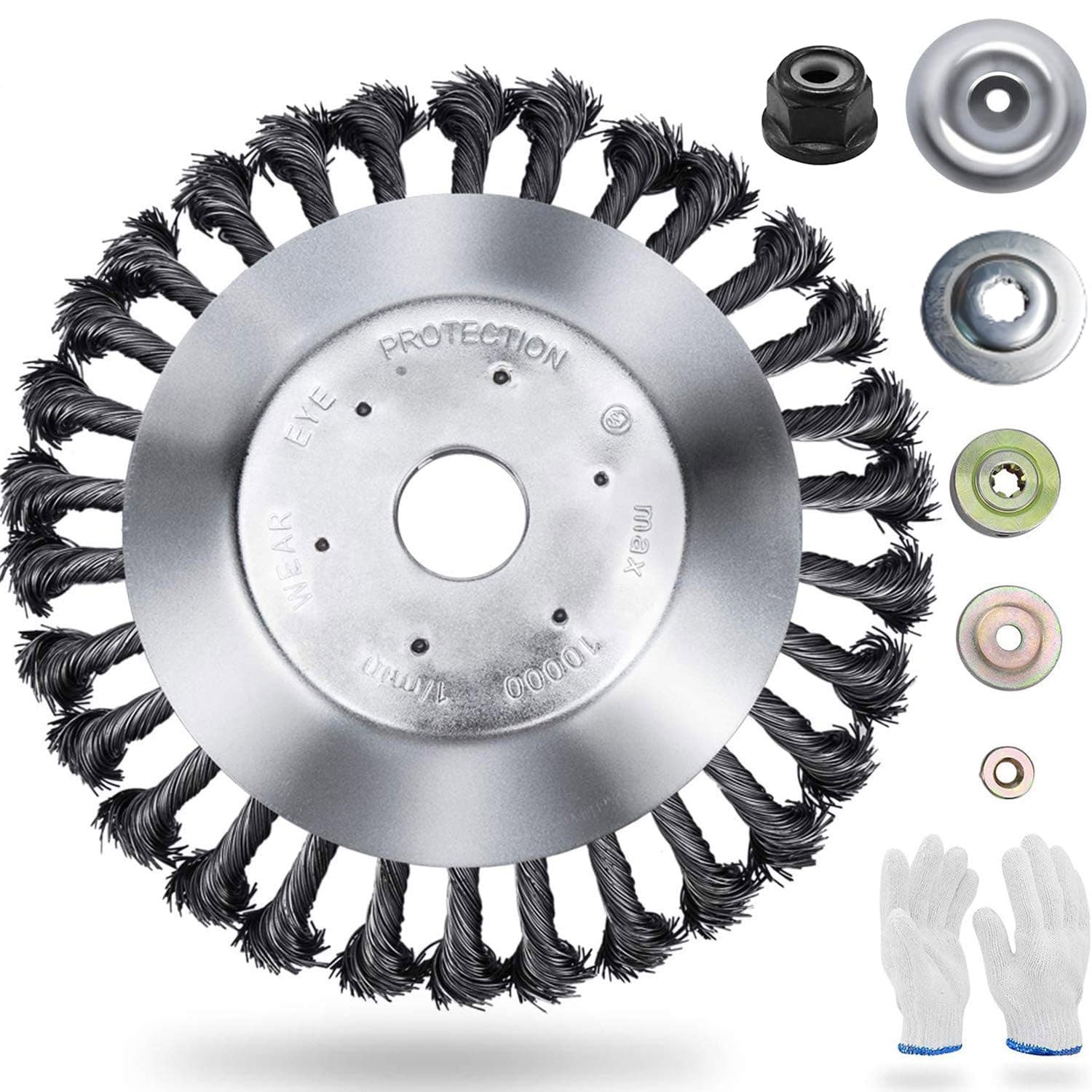 8'' Grass Trimmer Cutter Head for Garden Lawn Mower, Strimmer Wire Brush Head with Knotted Wire, Universal Solid Steel Wire Wheel for Brush Cutter Attachment Replacement